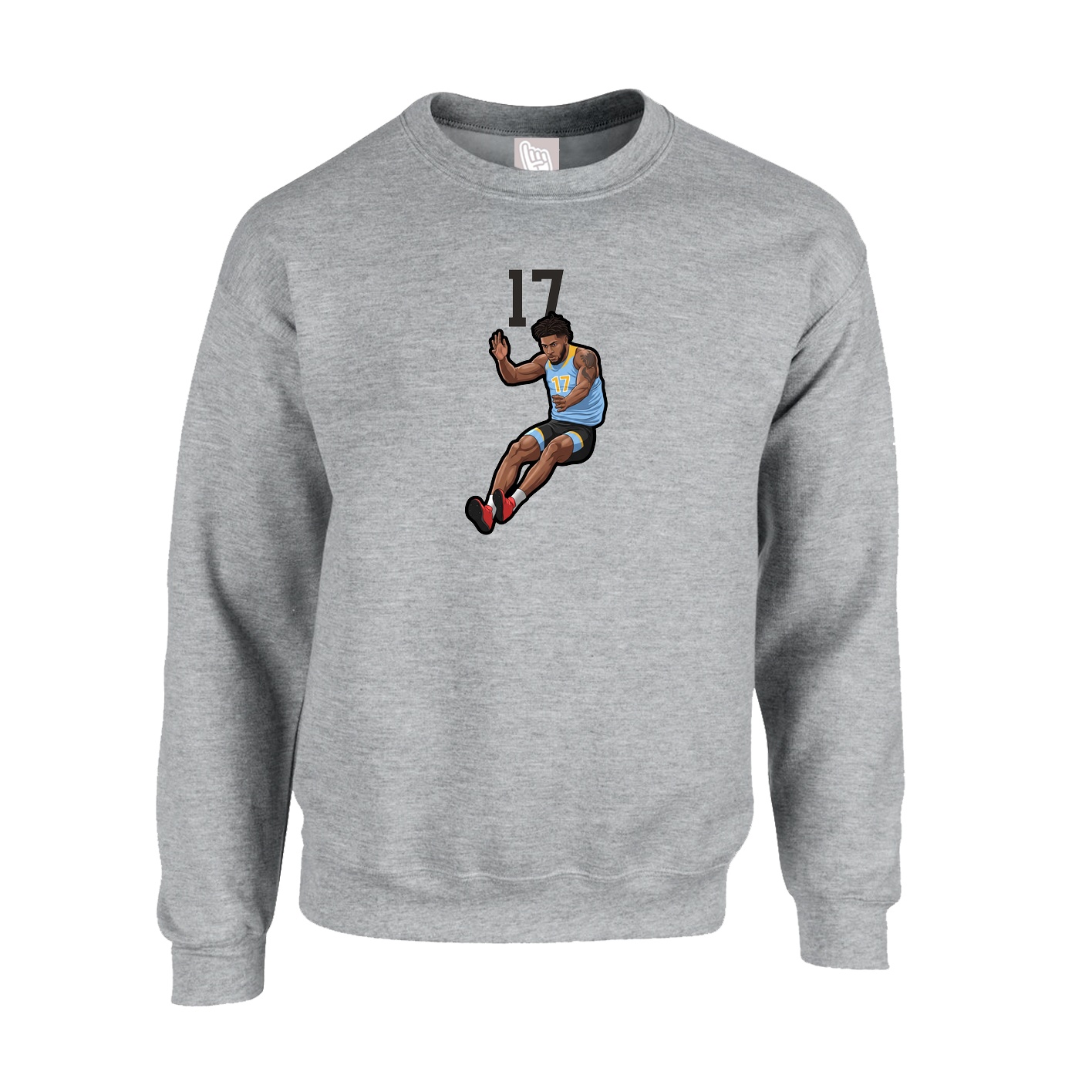 Fleece Crew — Number Top in Grey