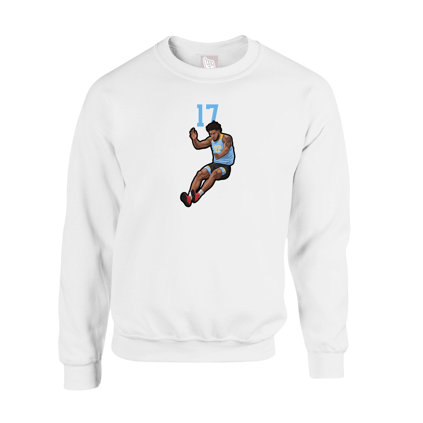 Fleece Crew — Number Top in White