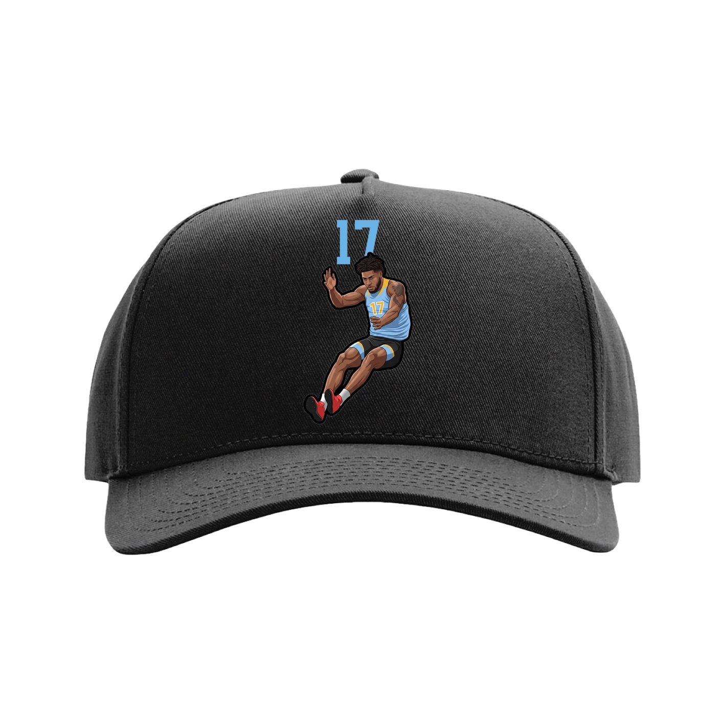 Full Fabric Five-Panel Champ Cap — Number Top in Black