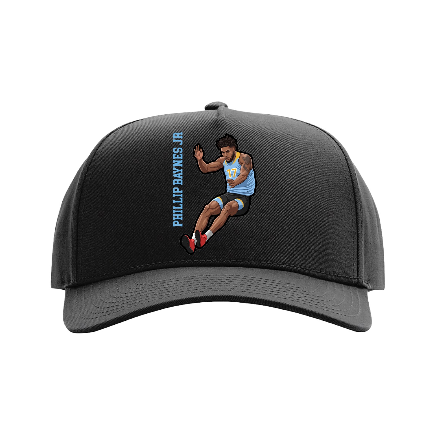 Full Fabric Five-Panel Champ Cap — Name Vertical in Black