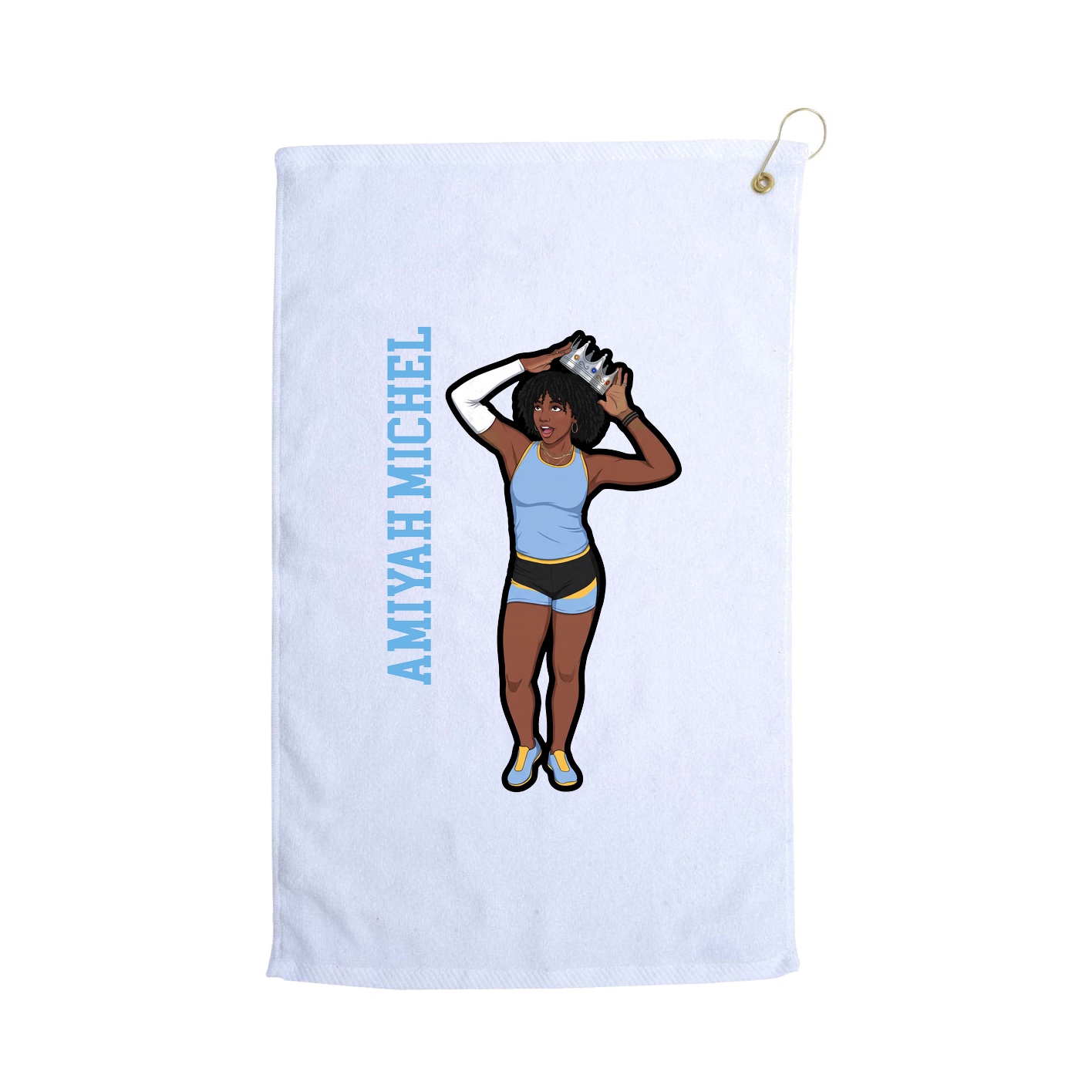 Golf Towel — Name Vertical in White