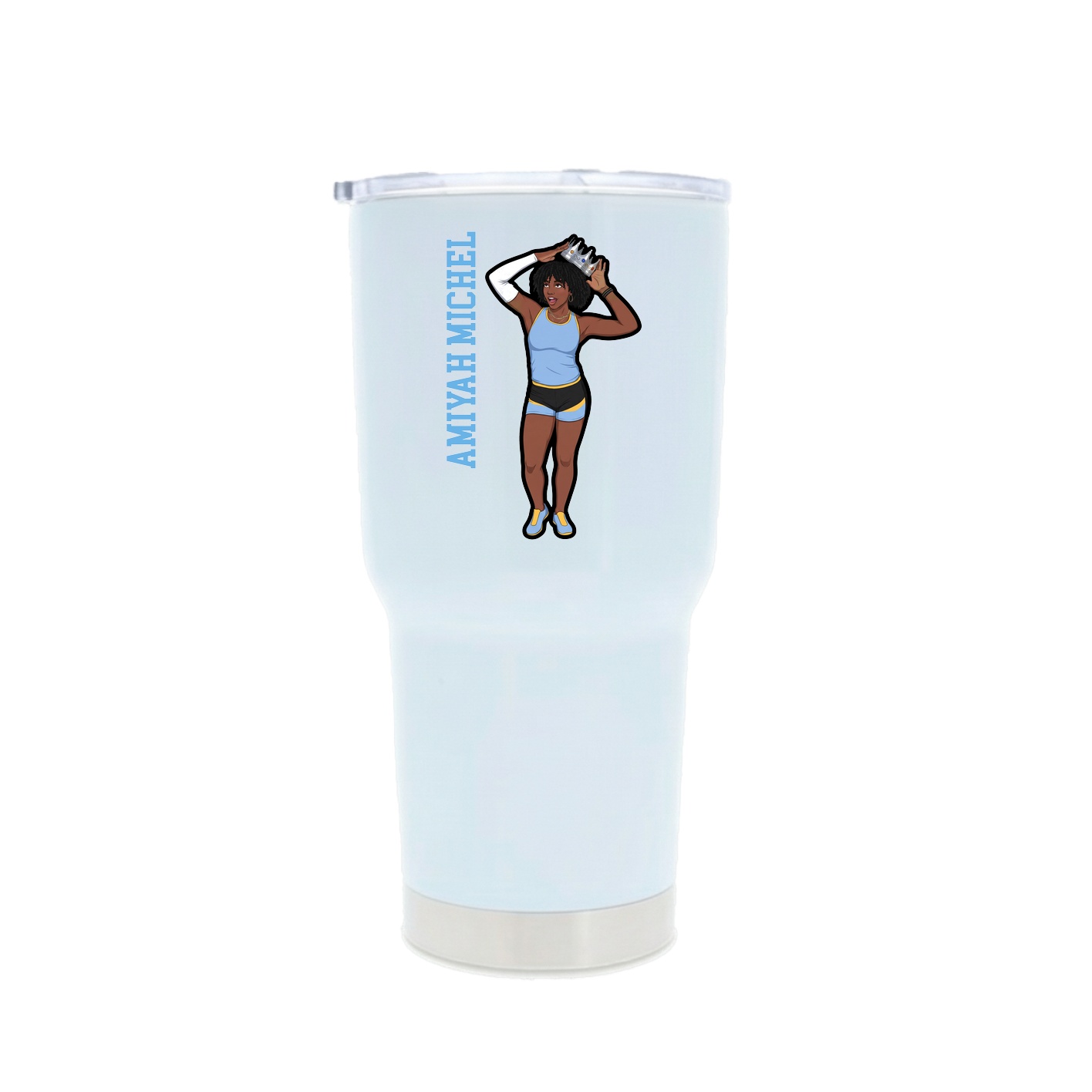 30oz Stainless Steel Tumbler — Name Vertical in White