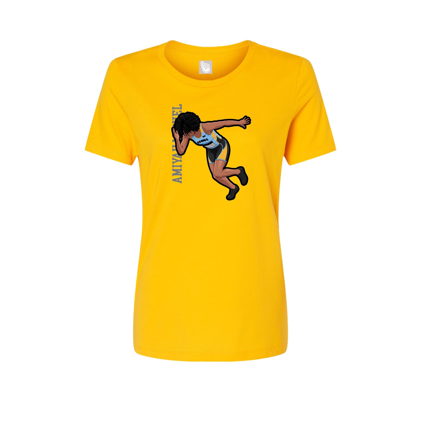 Fitted Women's Tee — Name Vertical in Gold