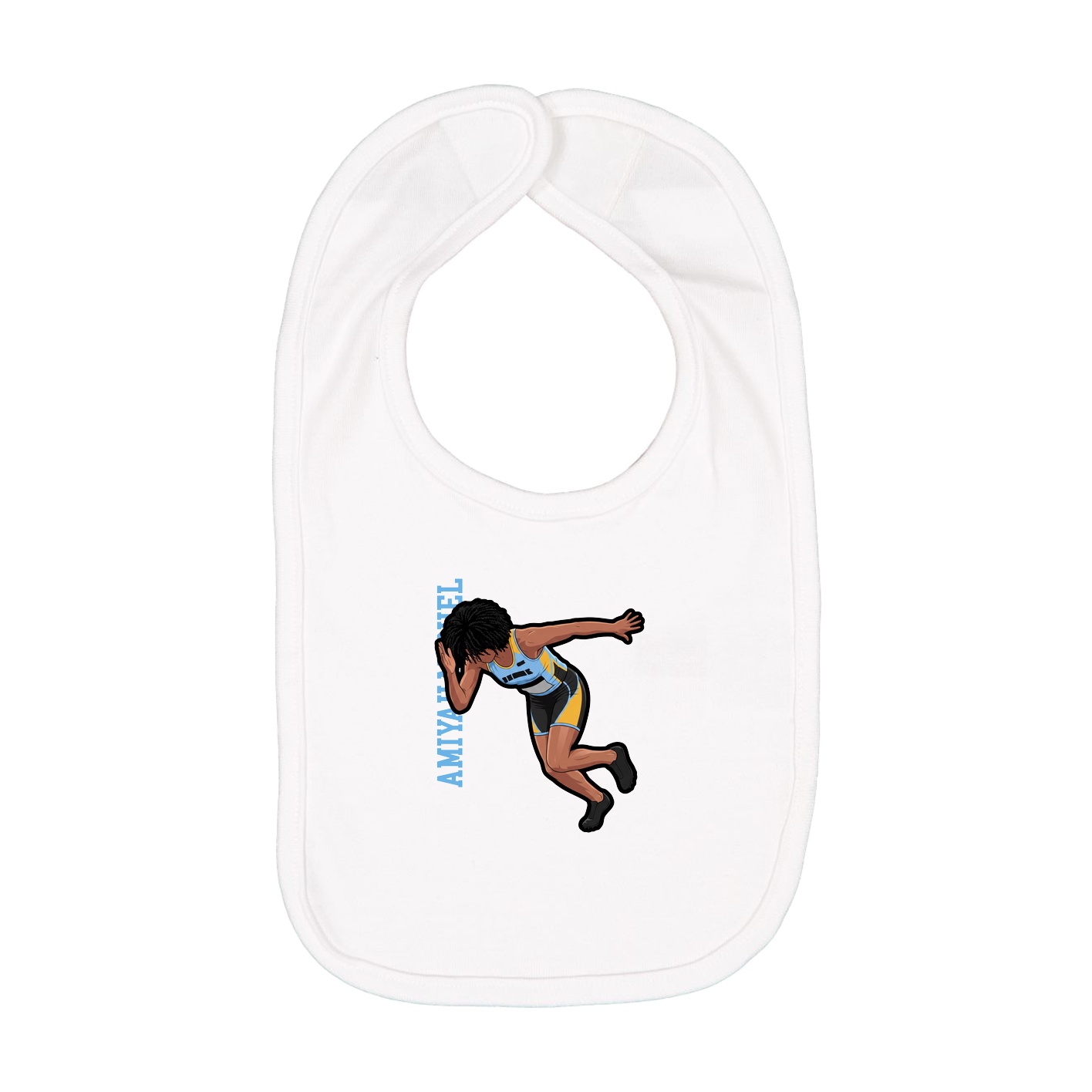 Infant Bib — Name Vertical in White