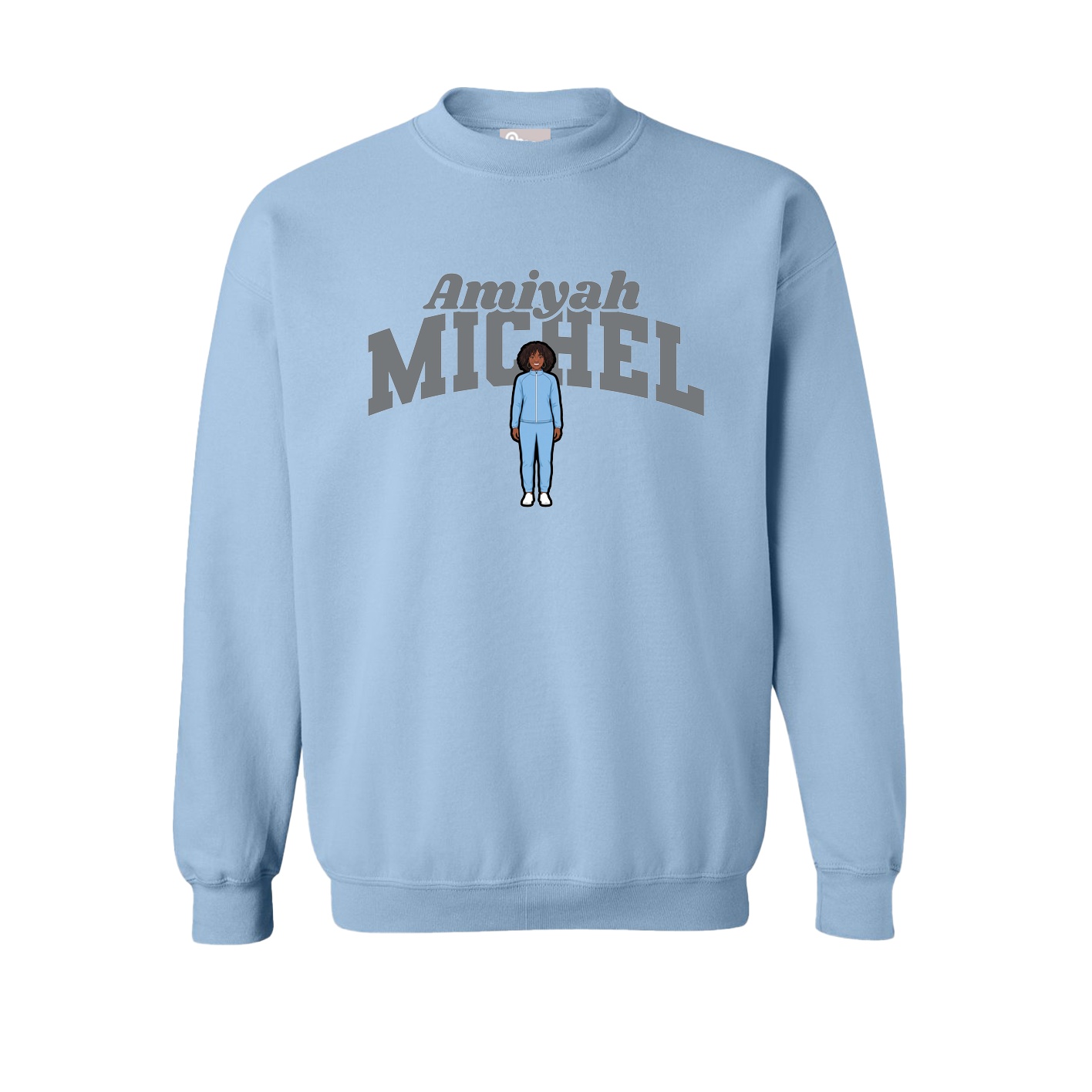 Fleece Crew — Signature Arch in Light Blue