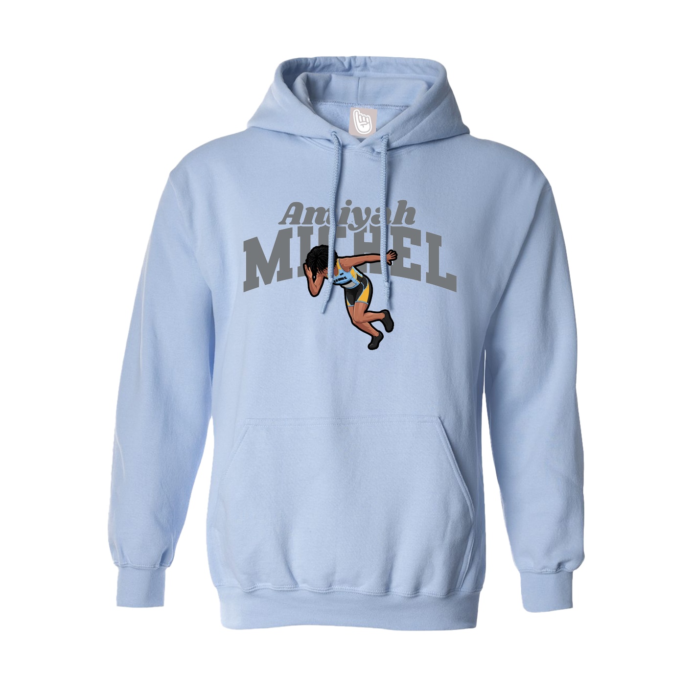 Hoodie — Signature Arch in Light Blue