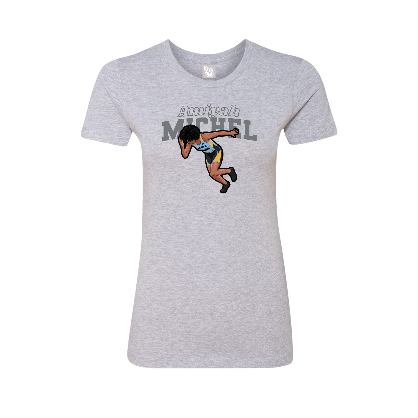 Fitted Women's Tee — Name Arch in Grey