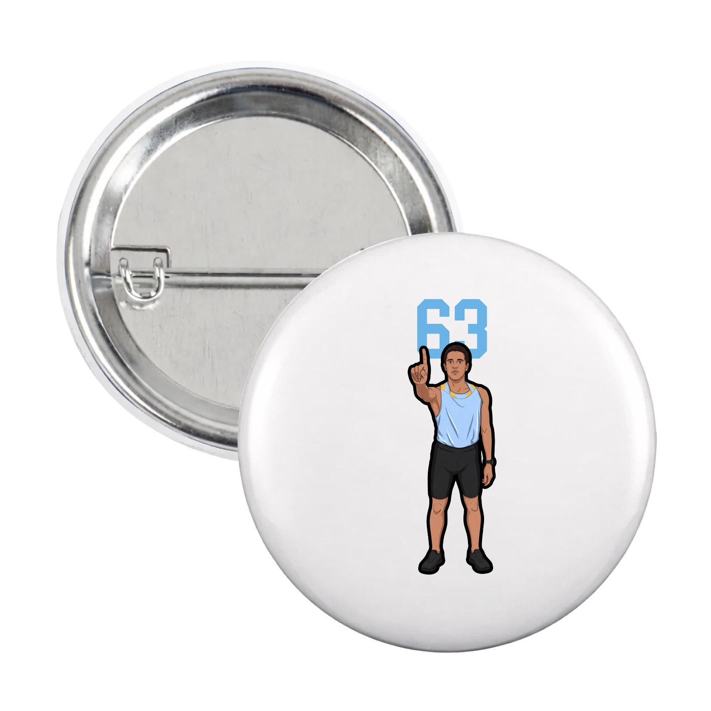 Game Day Button — Number Top in White