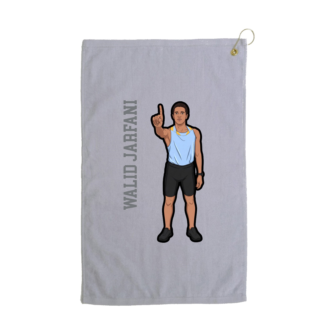 Golf Towel — Name Vertical in Grey