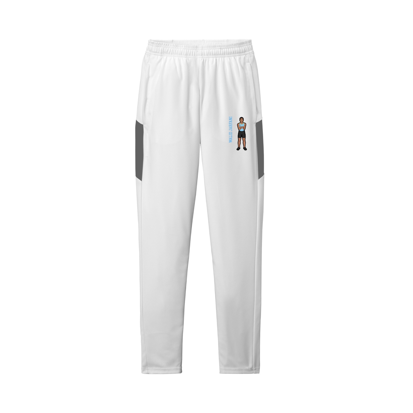 Team Travel Pant — Name Vertical in White/Grey