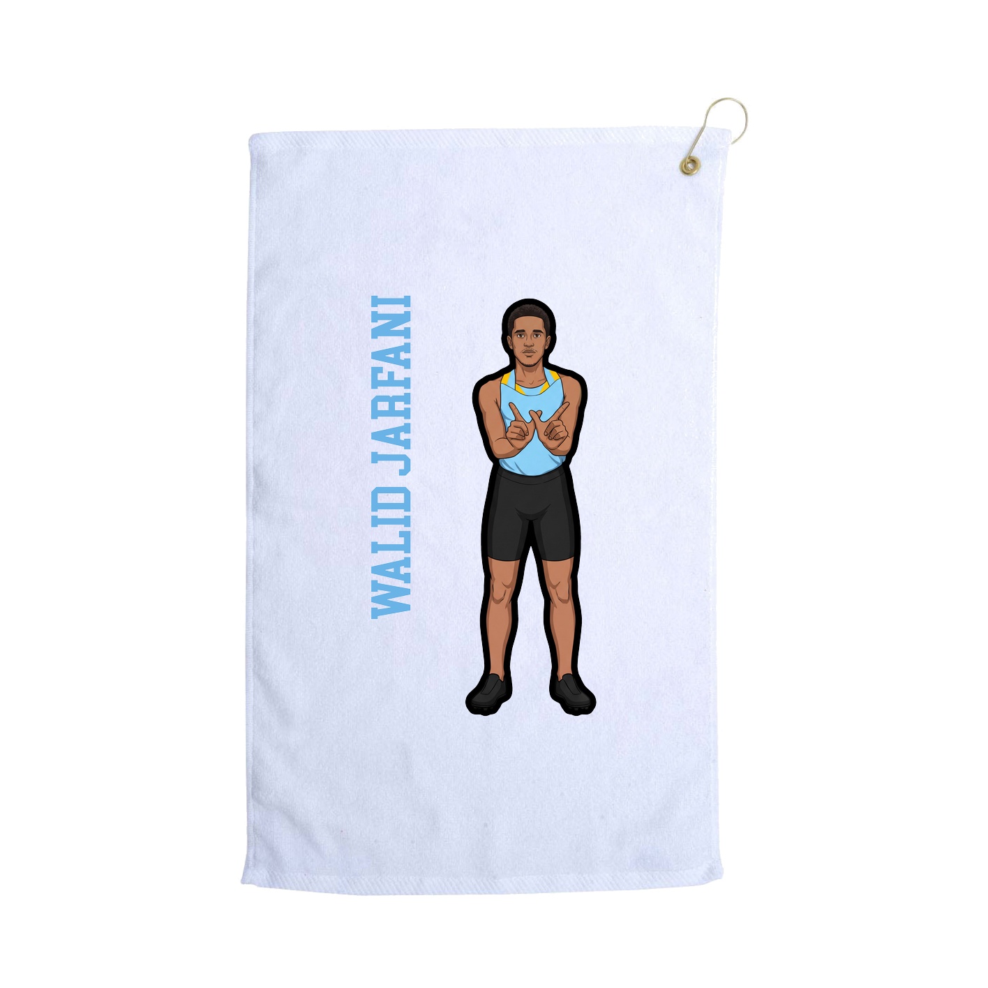 Golf Towel — Name Vertical in White
