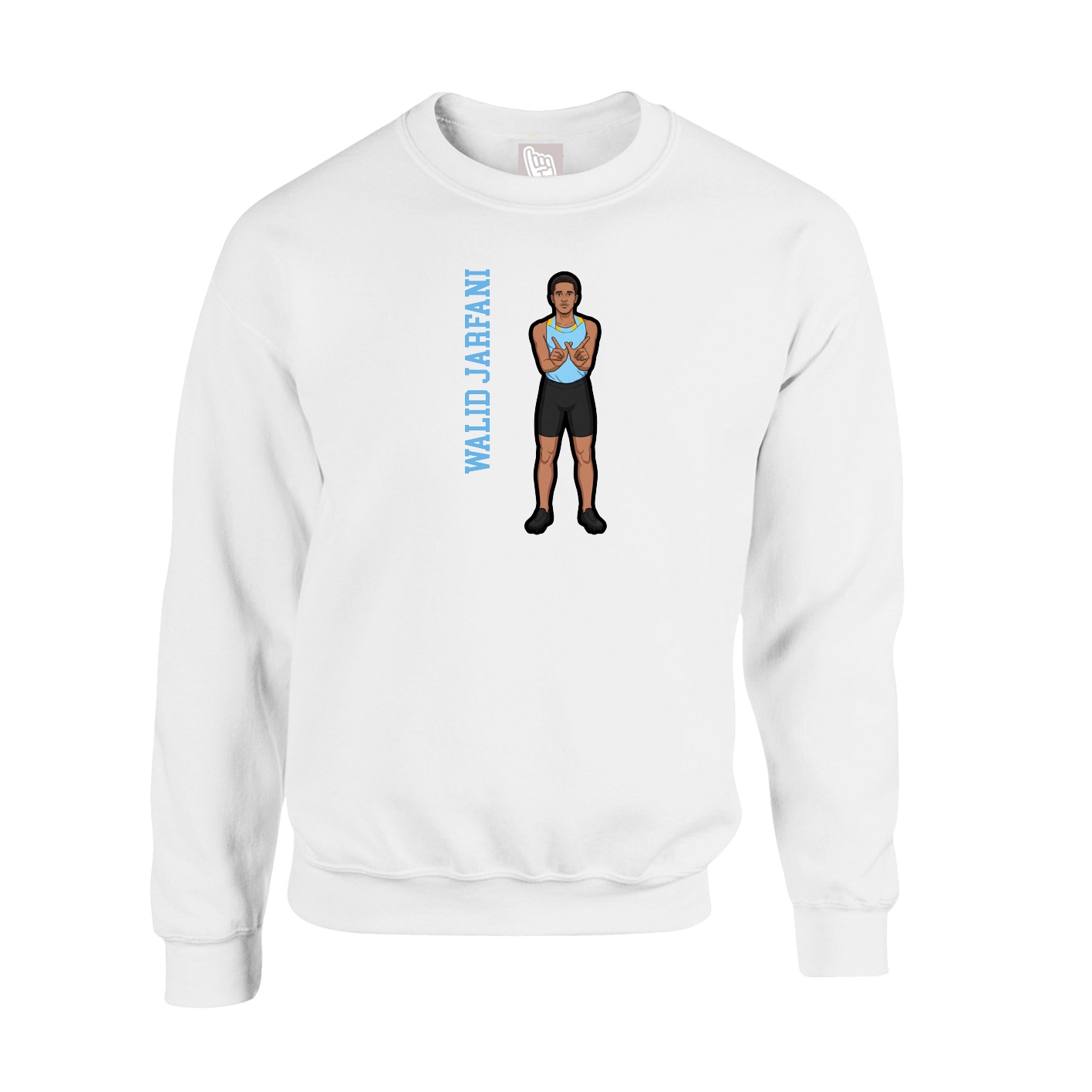 Fleece Crew — Name Vertical in White