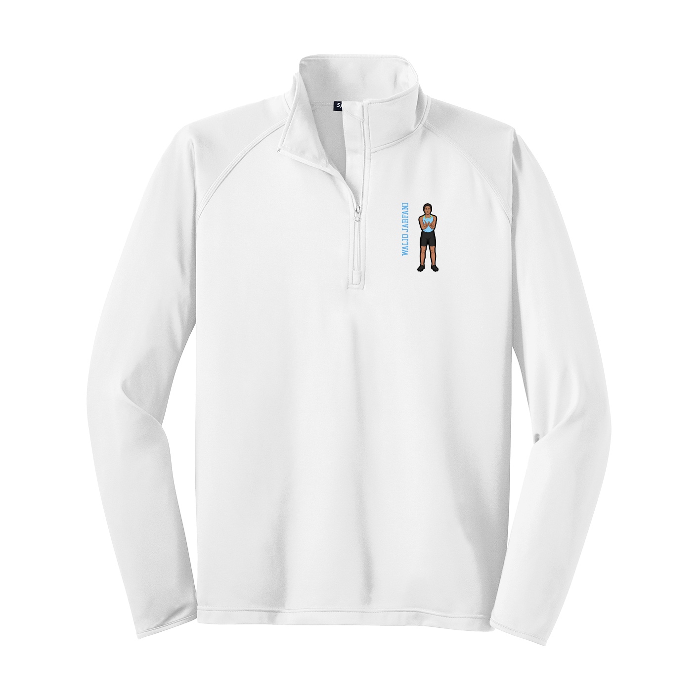 Q-Zip Pullover — Name Vertical in White