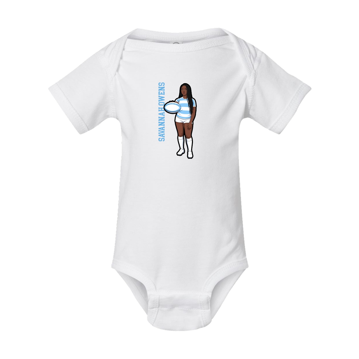Baby Onesie — Name Vertical in White
