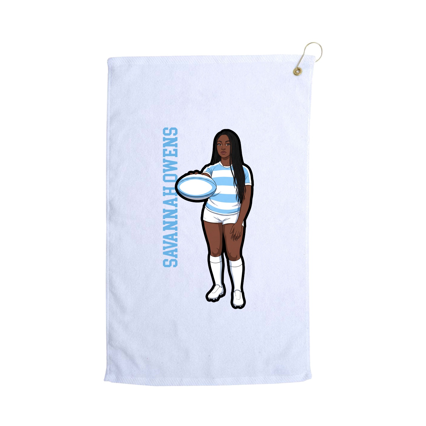 Golf Towel — Name Vertical in White