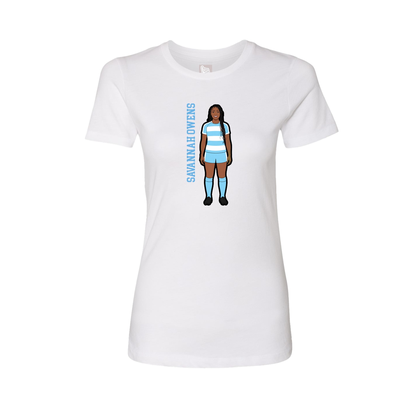 Fitted Women's Tee — Name Vertical in White