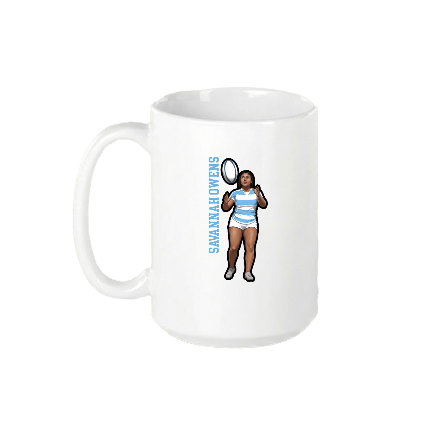 15oz Coffee Mug — Name Vertical in White