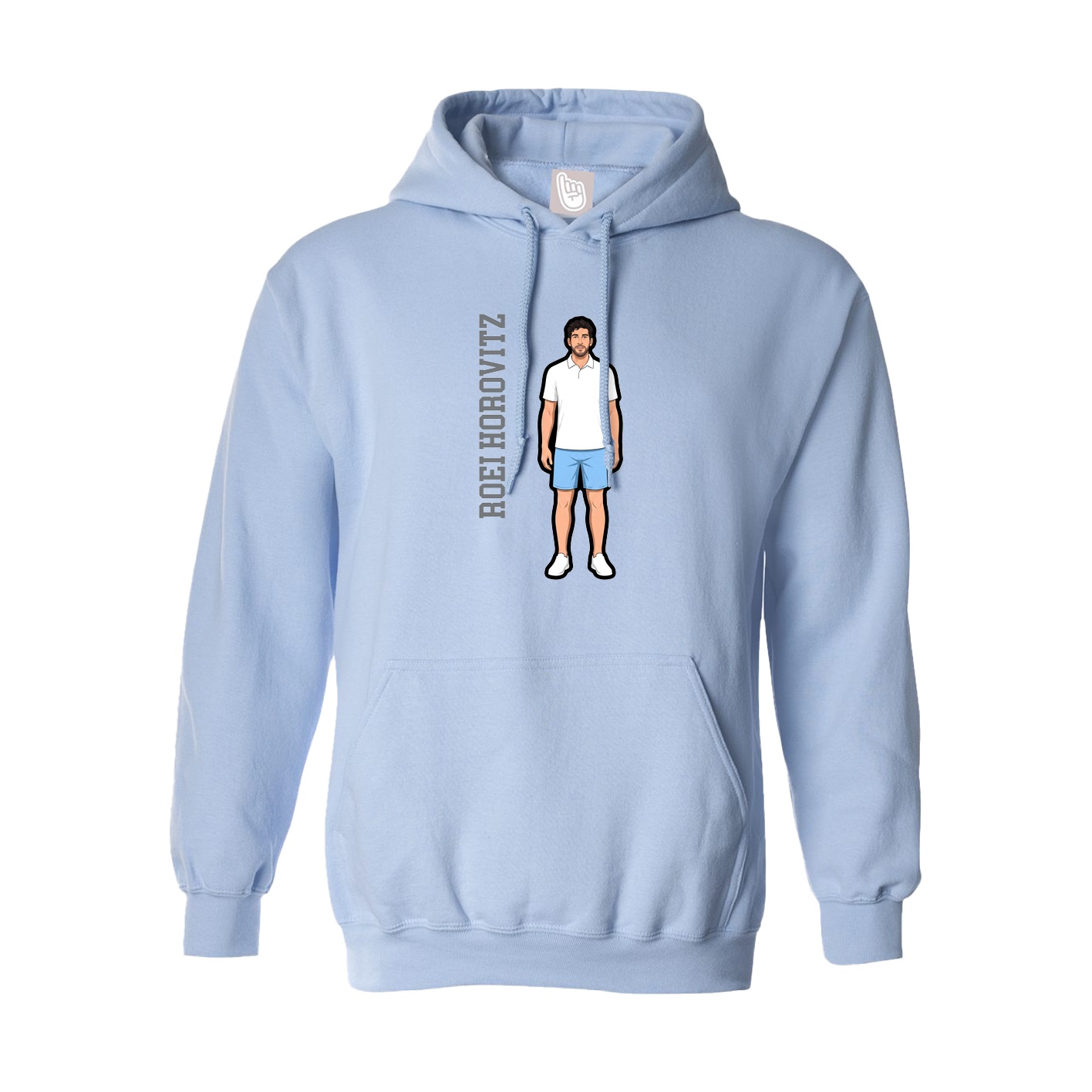 Hoodie — Name Vertical in Light Blue