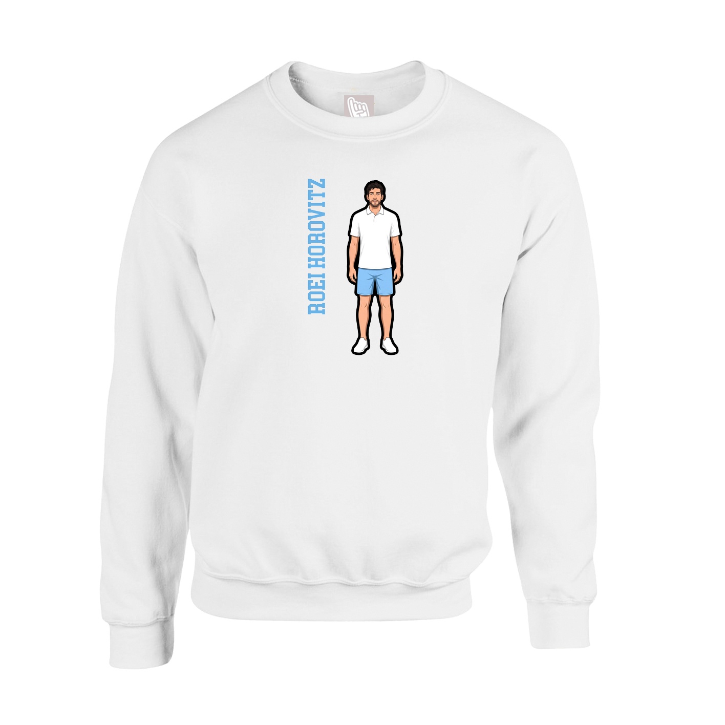 Fleece Crew — Name Vertical in White