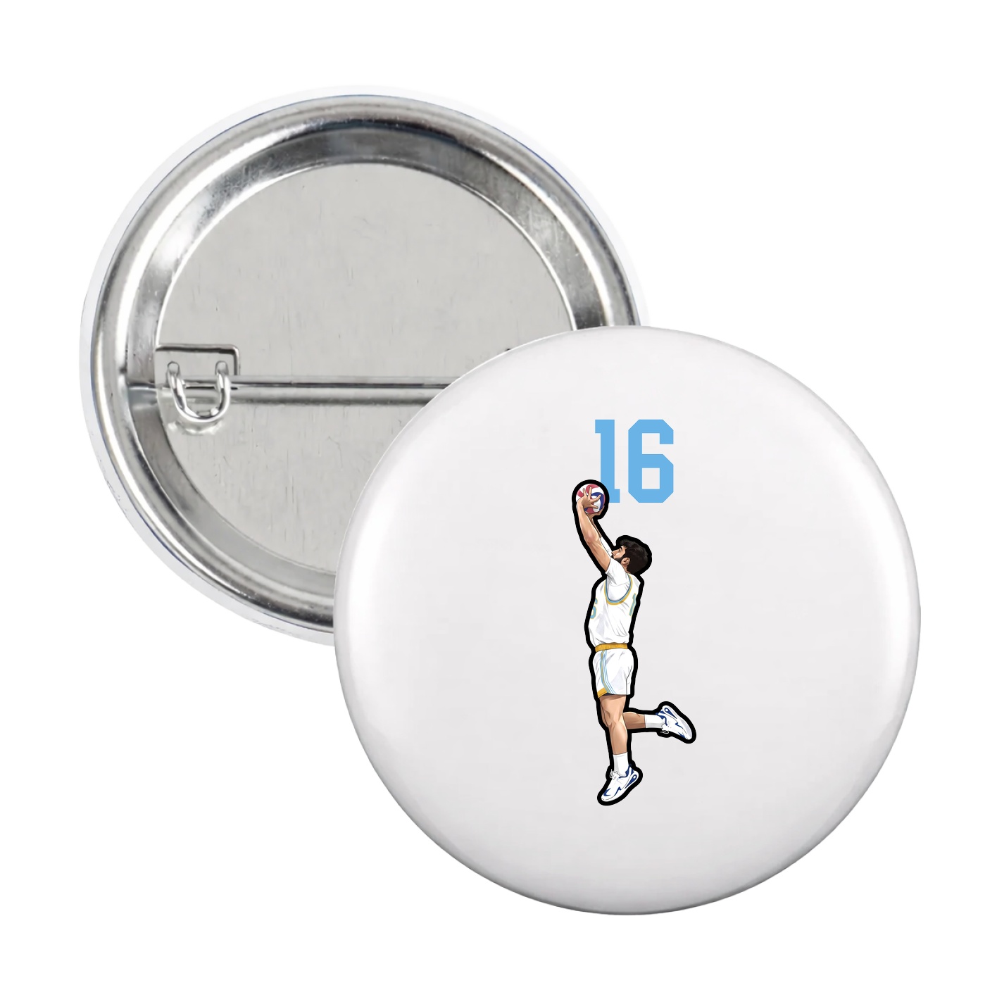 Game Day Button — Number Top in White