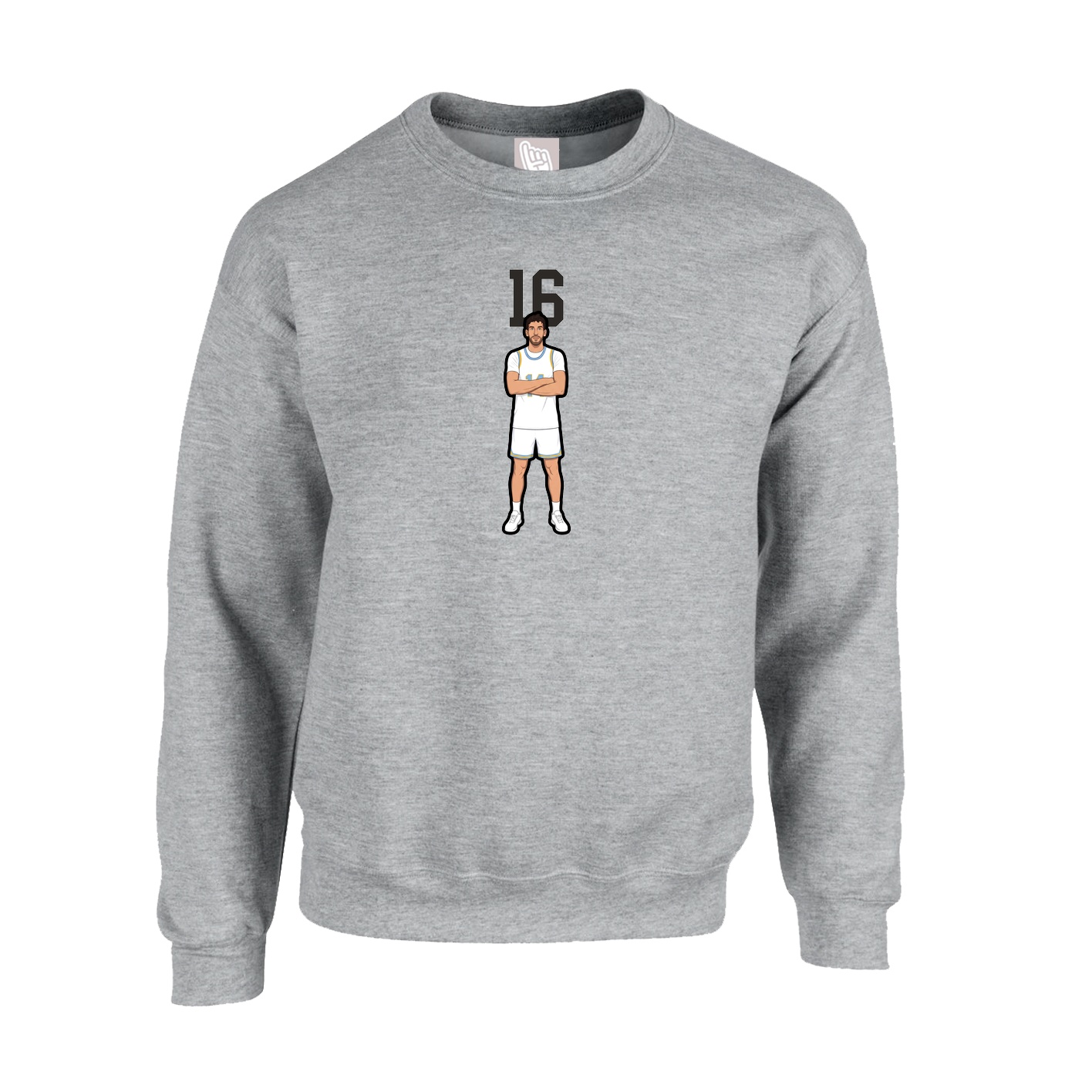 Fleece Crew — Number Top in Grey