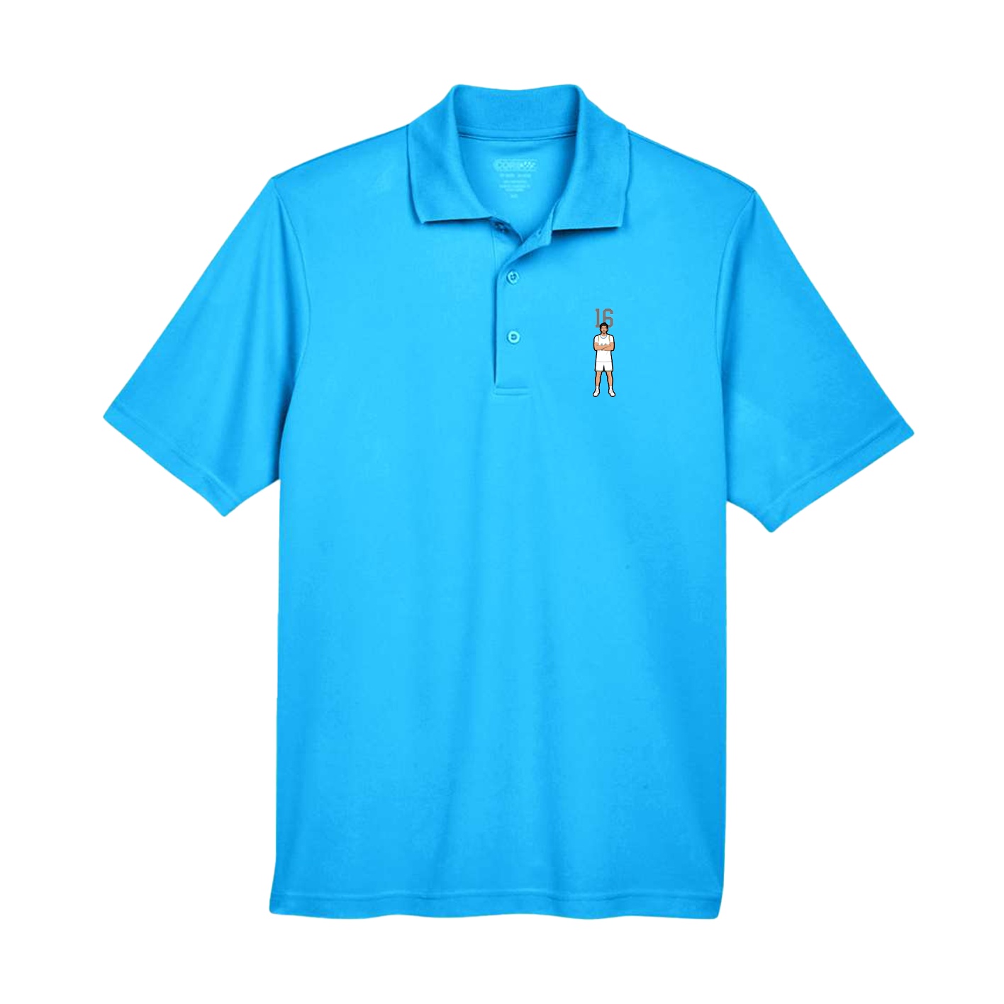 Performance Polo — Number Top in Light Blue