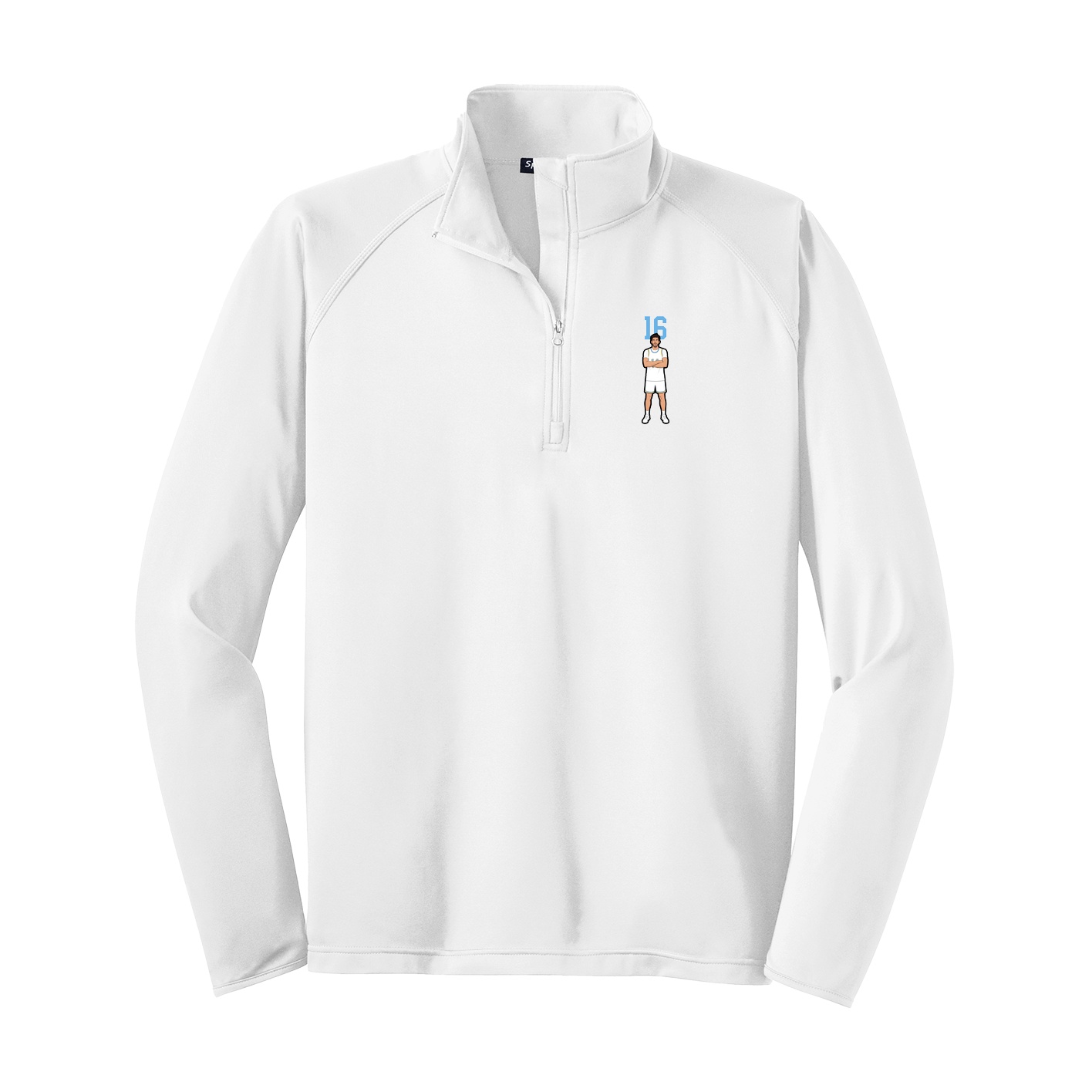Q-Zip Pullover — Number Top in White