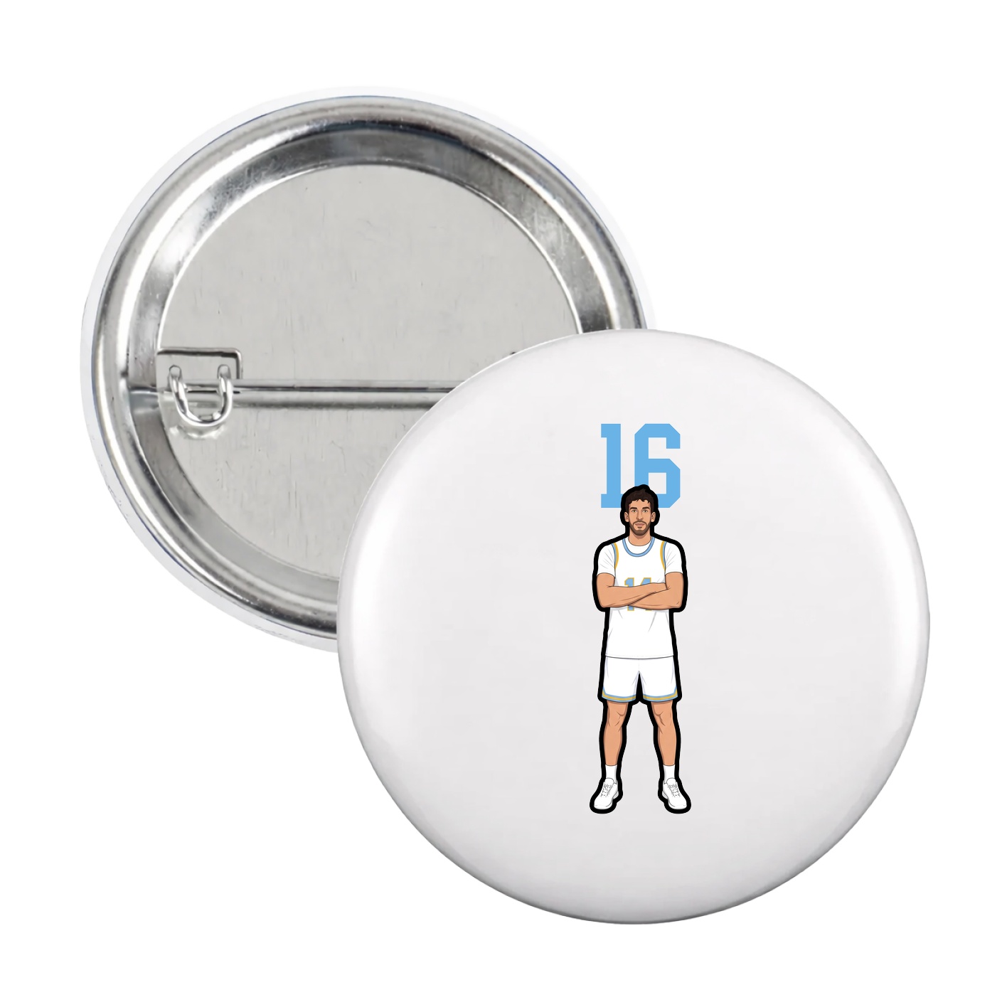Game Day Button — Number Top in White