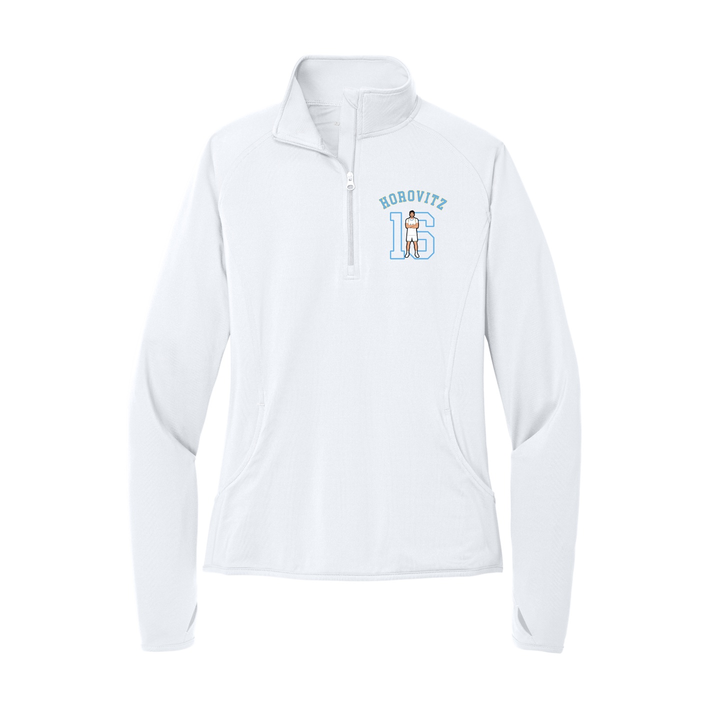 Women's Q-Zip Pullover — Shirsey Arch in White
