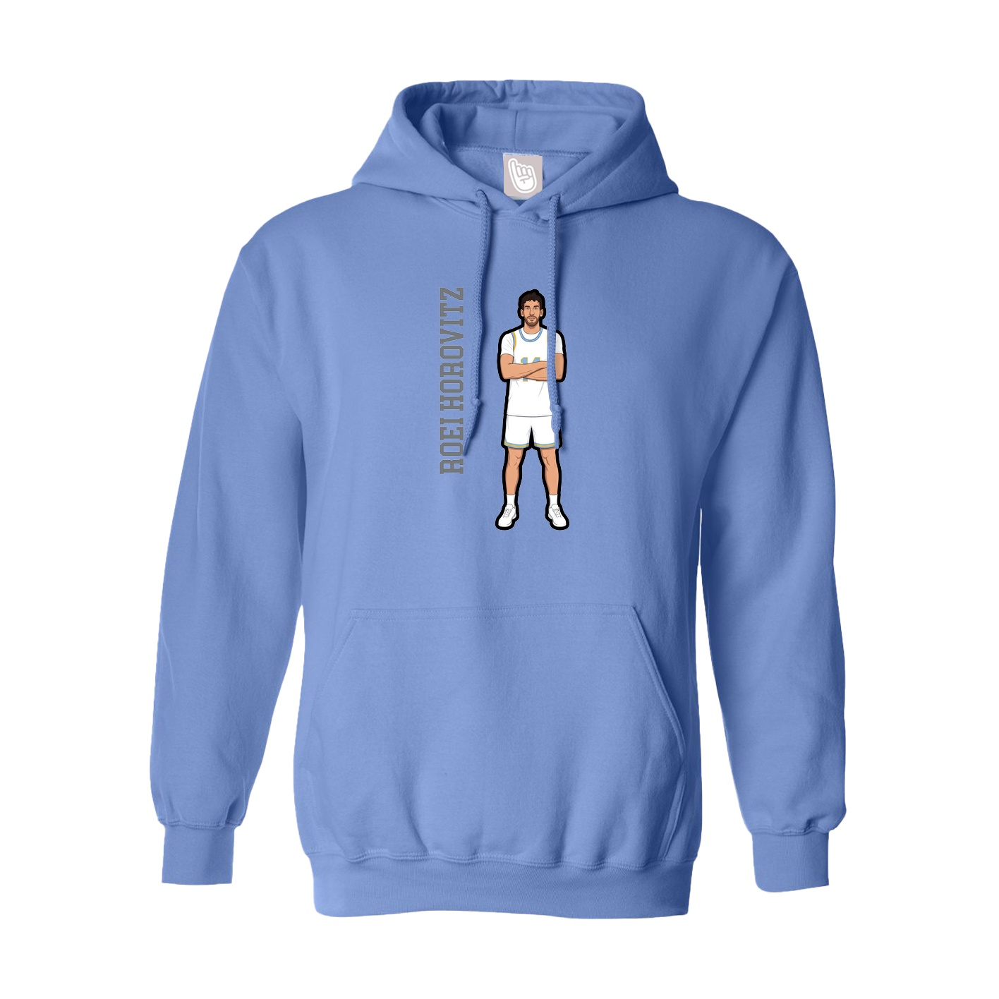 Hoodie — Name Vertical in Powder Blue