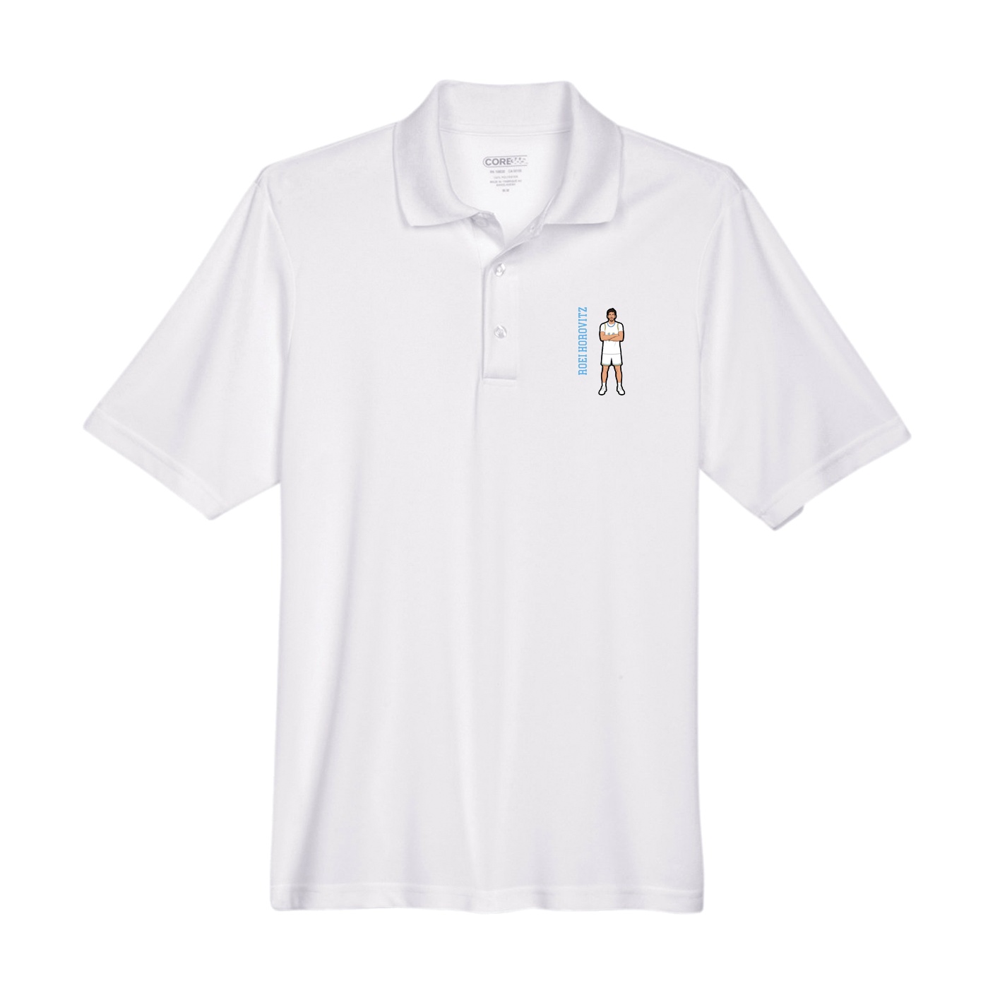 Performance Polo — Name Vertical in White