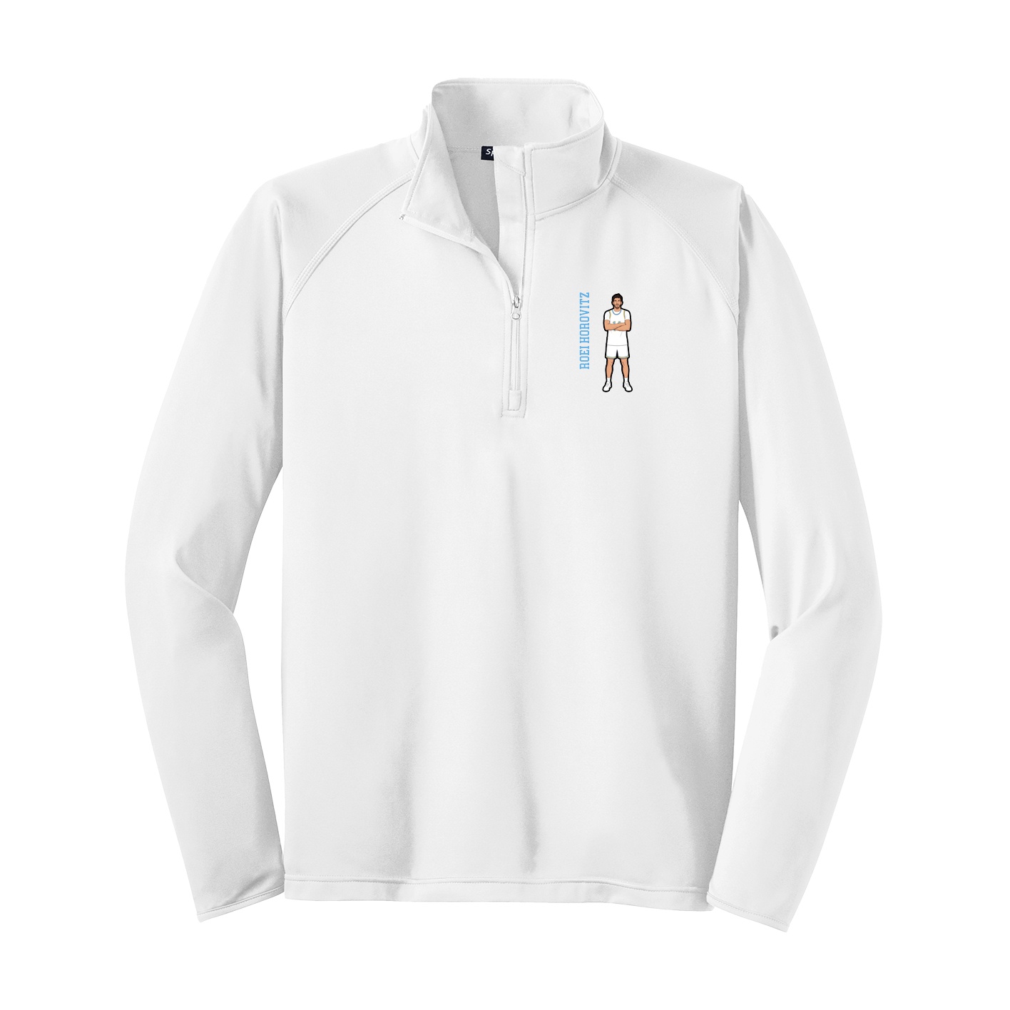 Q-Zip Pullover — Name Vertical in White