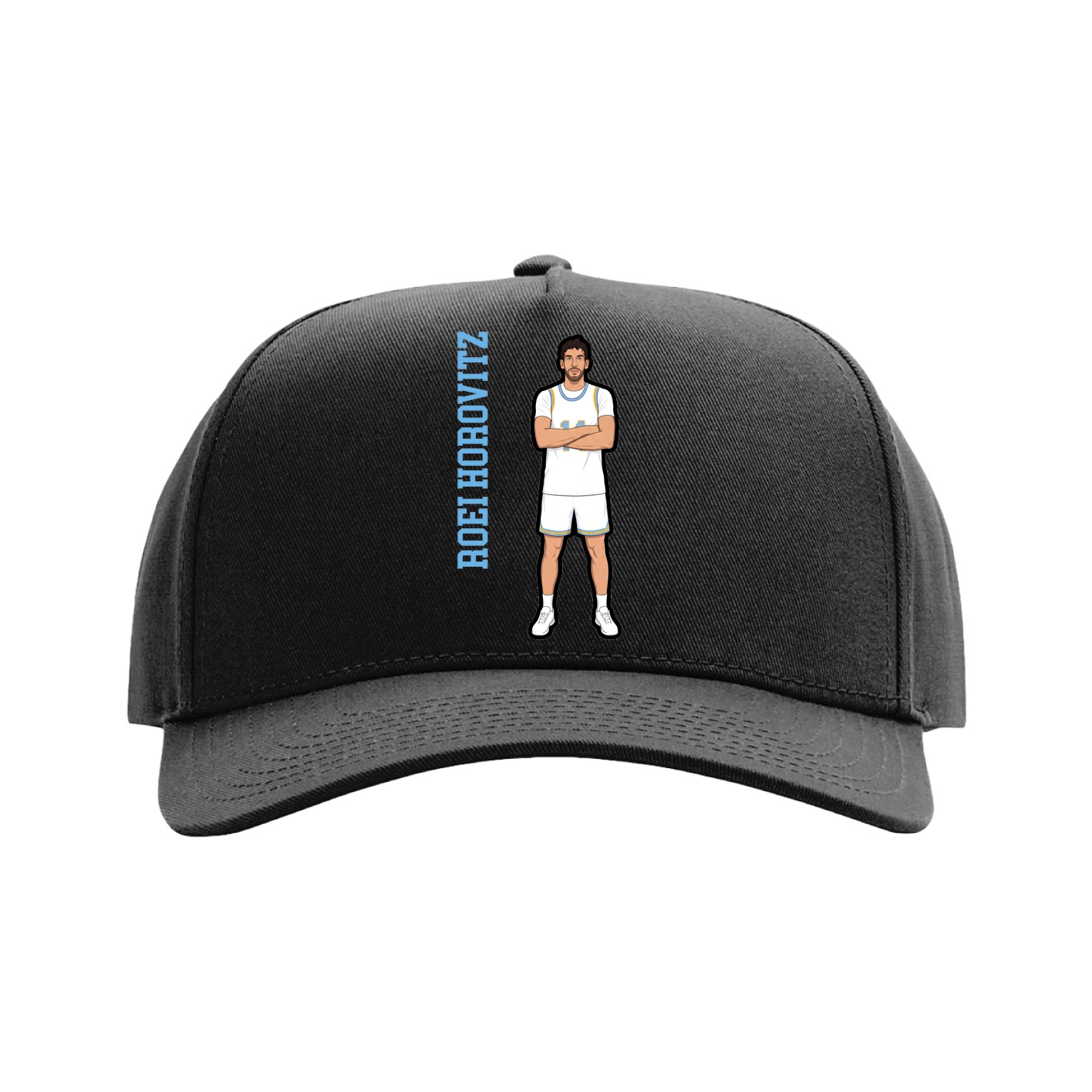 Full Fabric Five-Panel Champ Cap — Name Vertical in Black