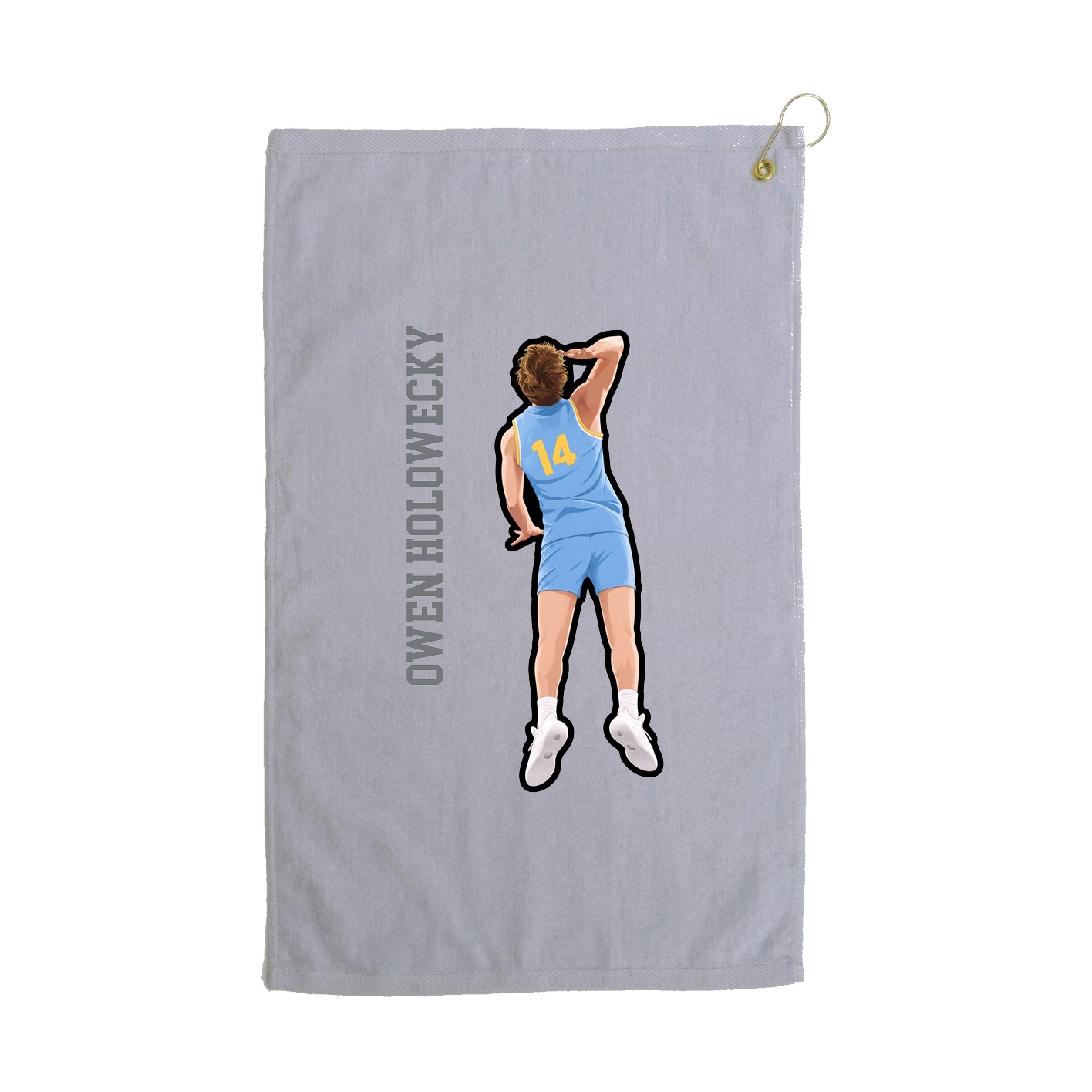Golf Towel — Name Vertical in Grey