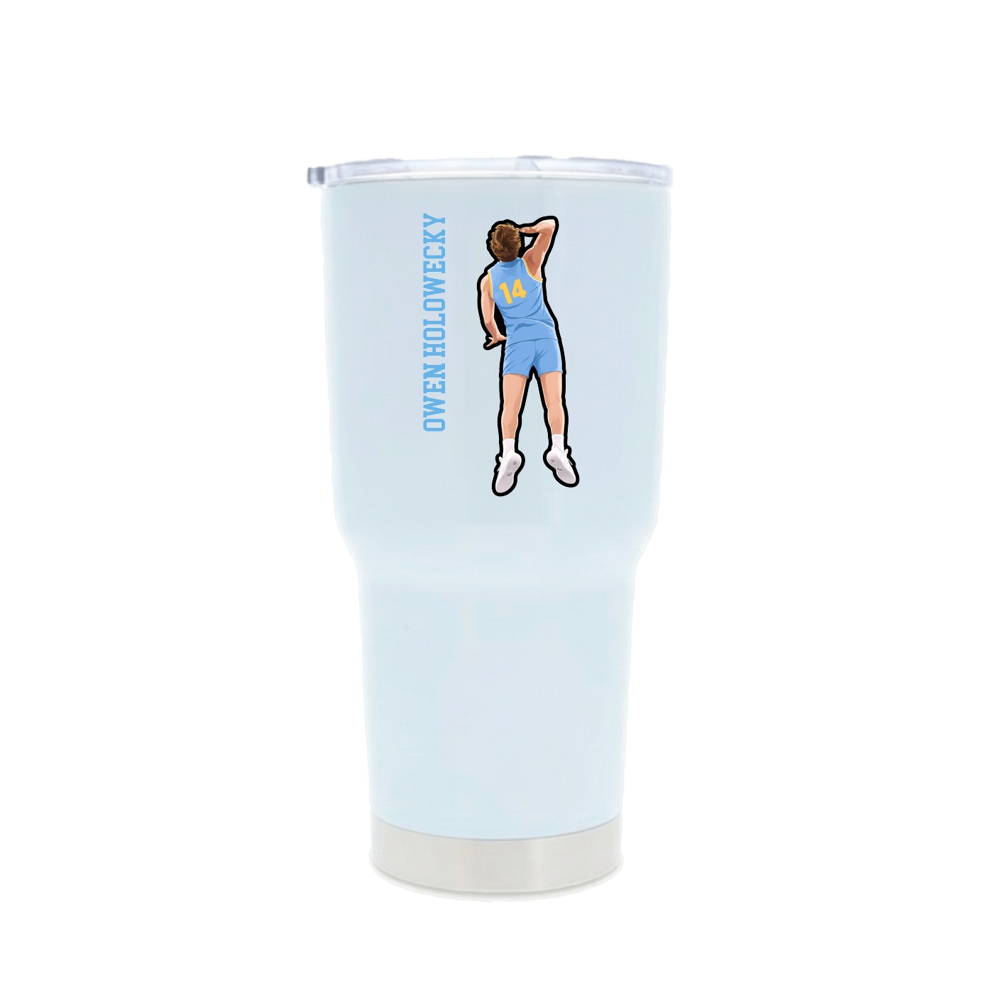 30oz Stainless Steel Tumbler — Name Vertical in White