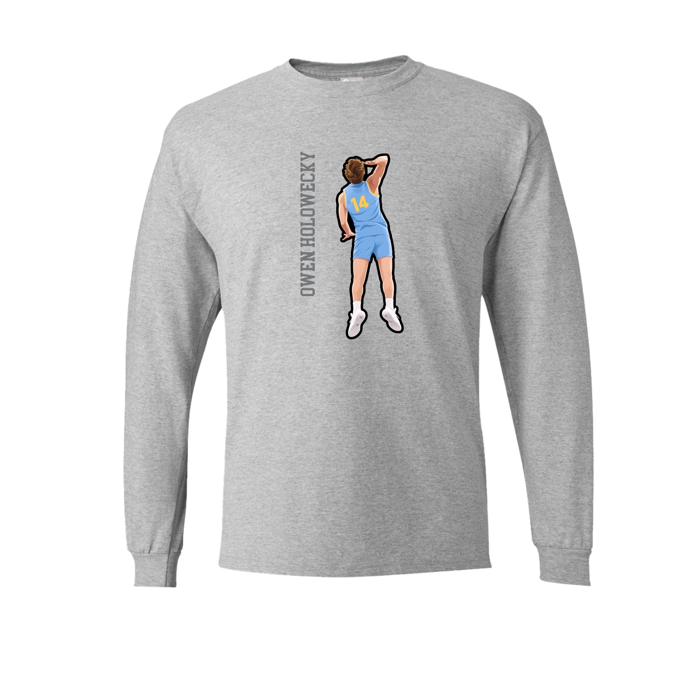 Long Sleeve Tee — Name Vertical in Grey