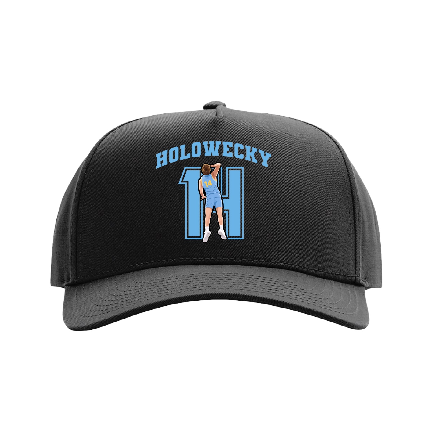 Full Fabric Five-Panel Champ Cap — Number in Black