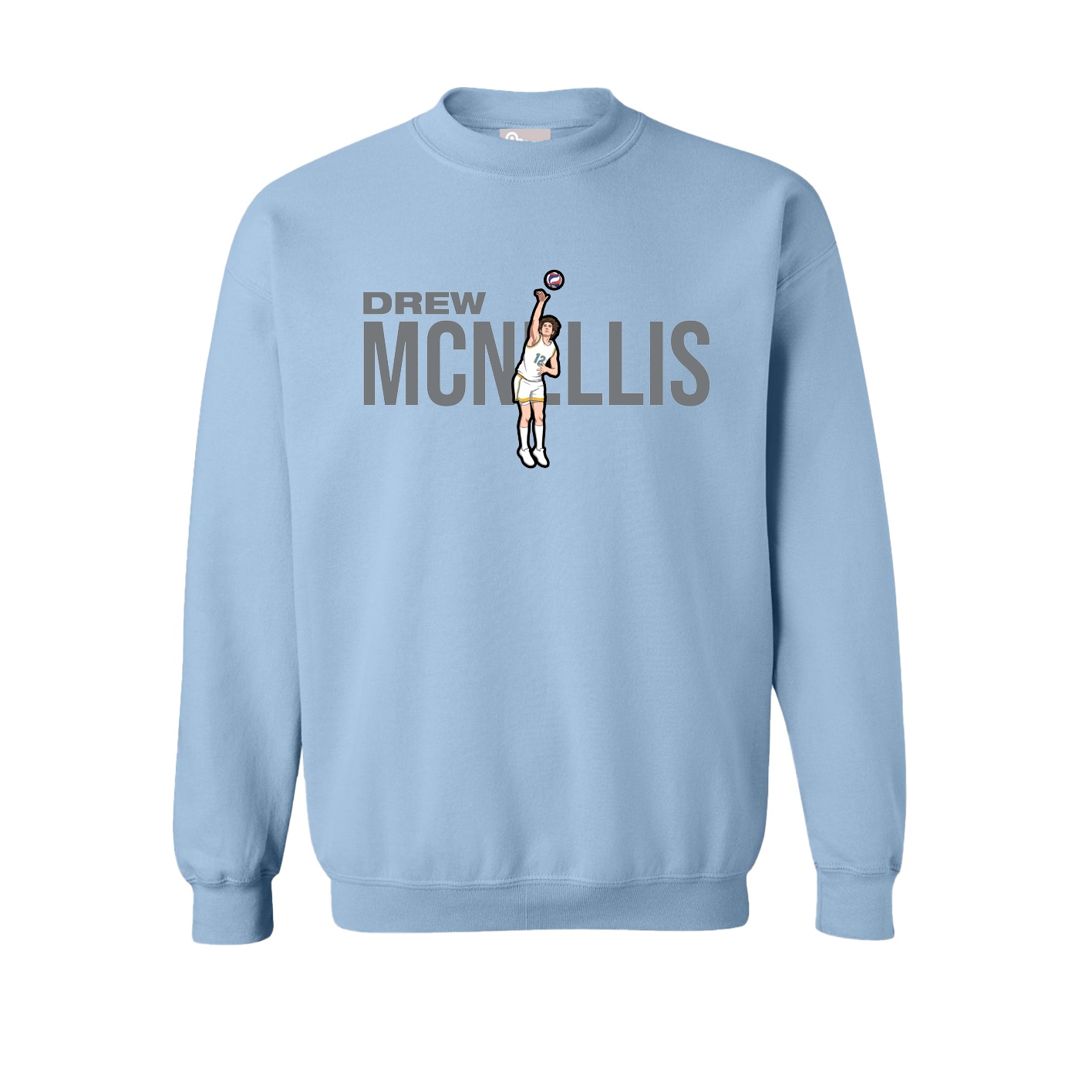Fleece Crew — Player Name in Light Blue