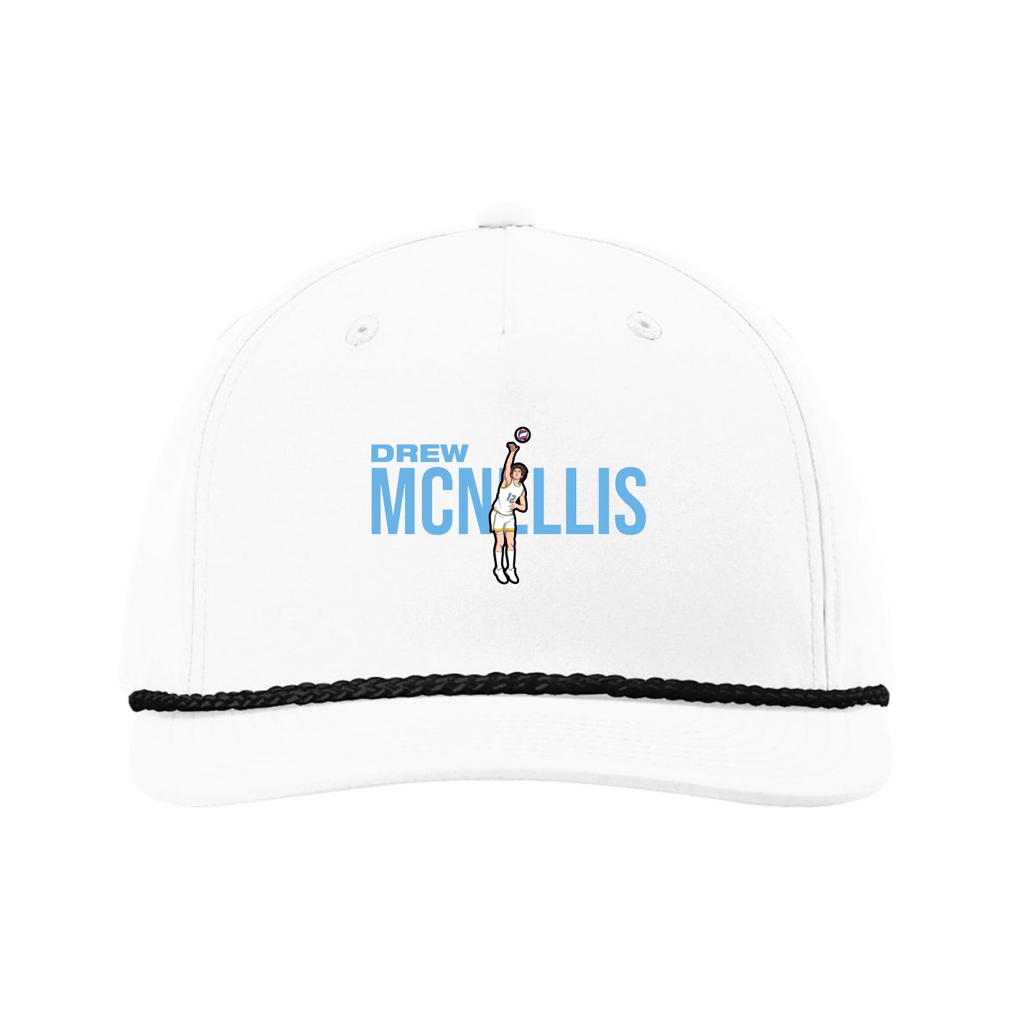 Five-Panel Classic Rope Cap — Player Name in White