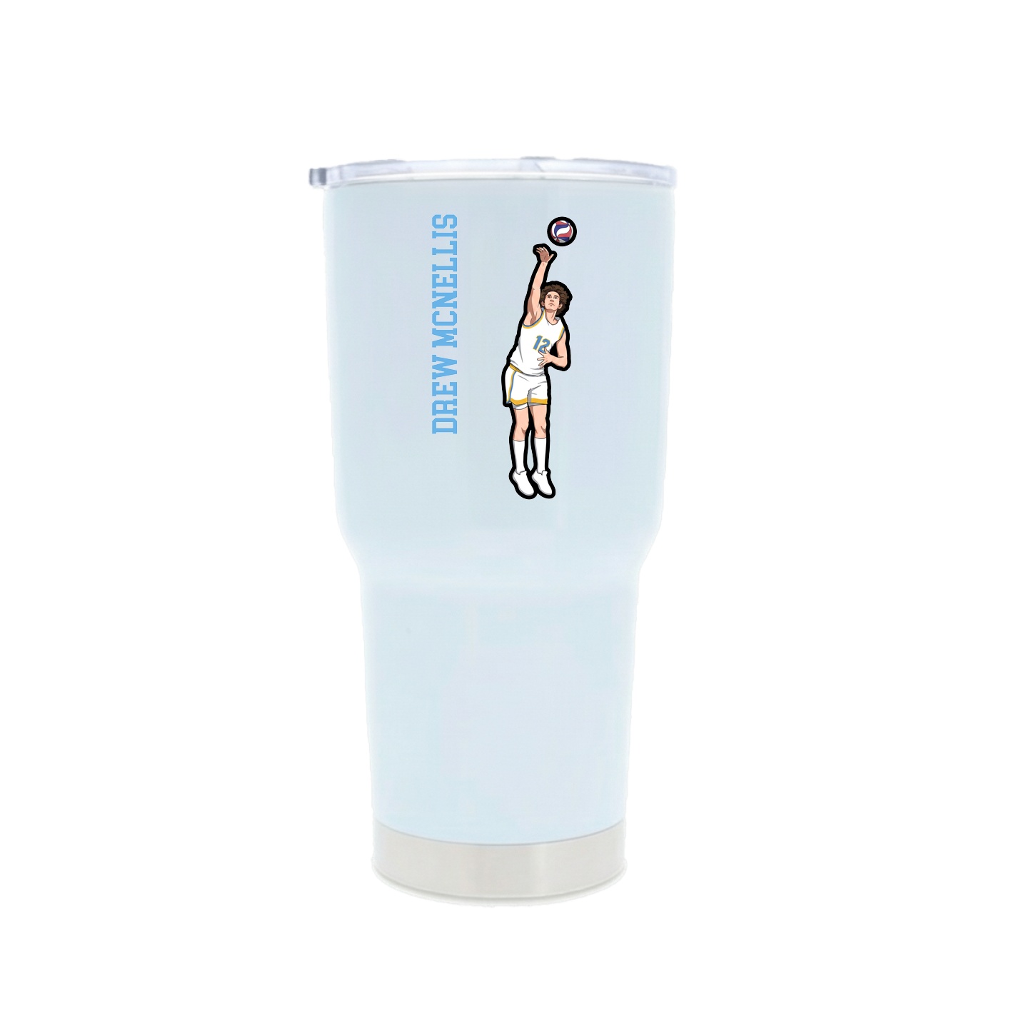 30oz Stainless Steel Tumbler — Name Vertical in White