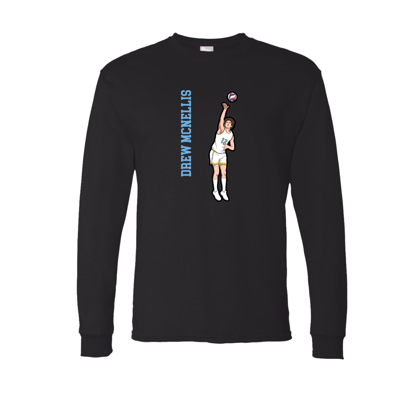 Long Sleeve Tee — Name Vertical in Black