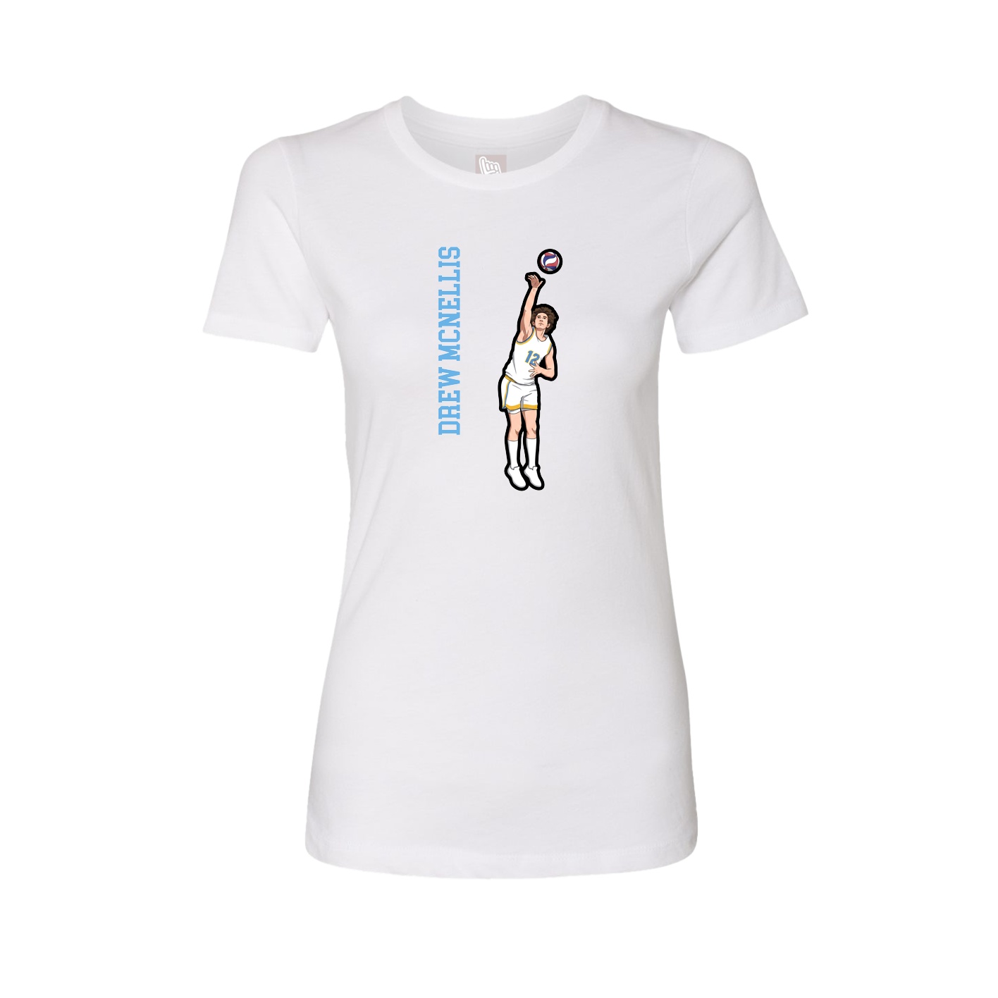 Fitted Women's Tee — Name Vertical in White