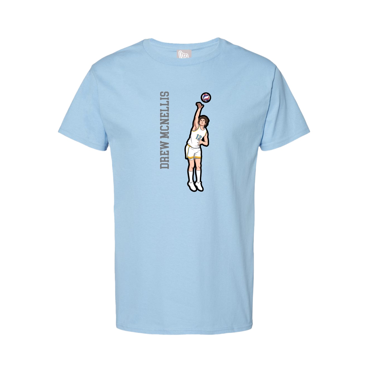 Youth Tee — Name Vertical in Light Blue