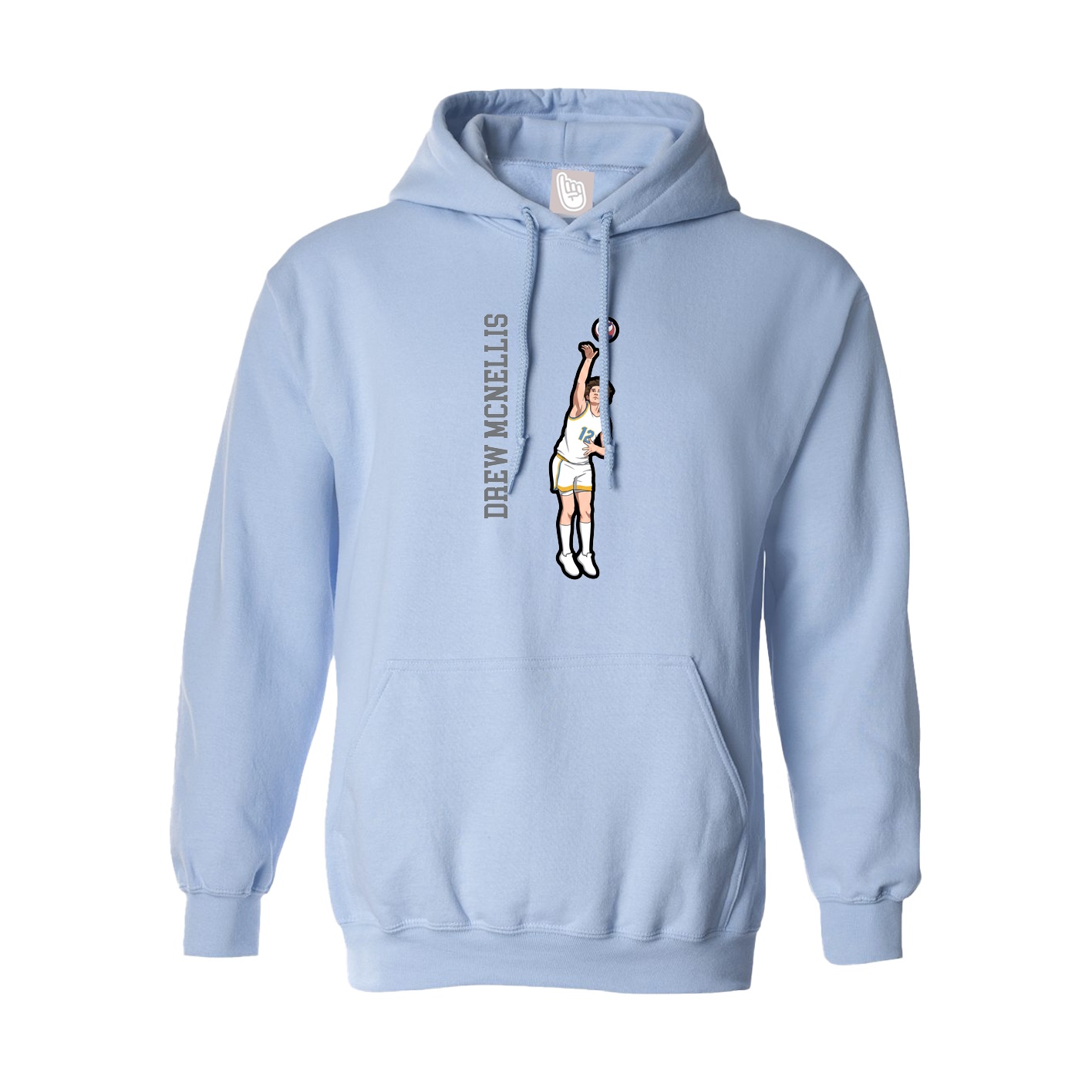 Hoodie — Name Vertical in Light Blue