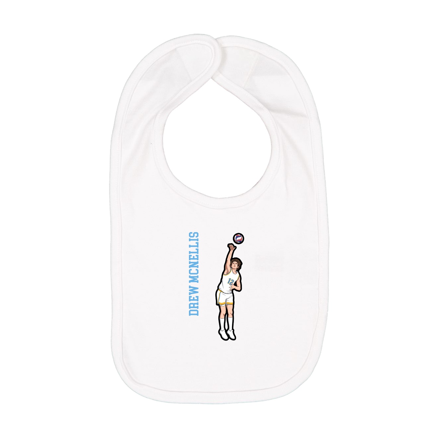 Infant Bib — Name Vertical in White