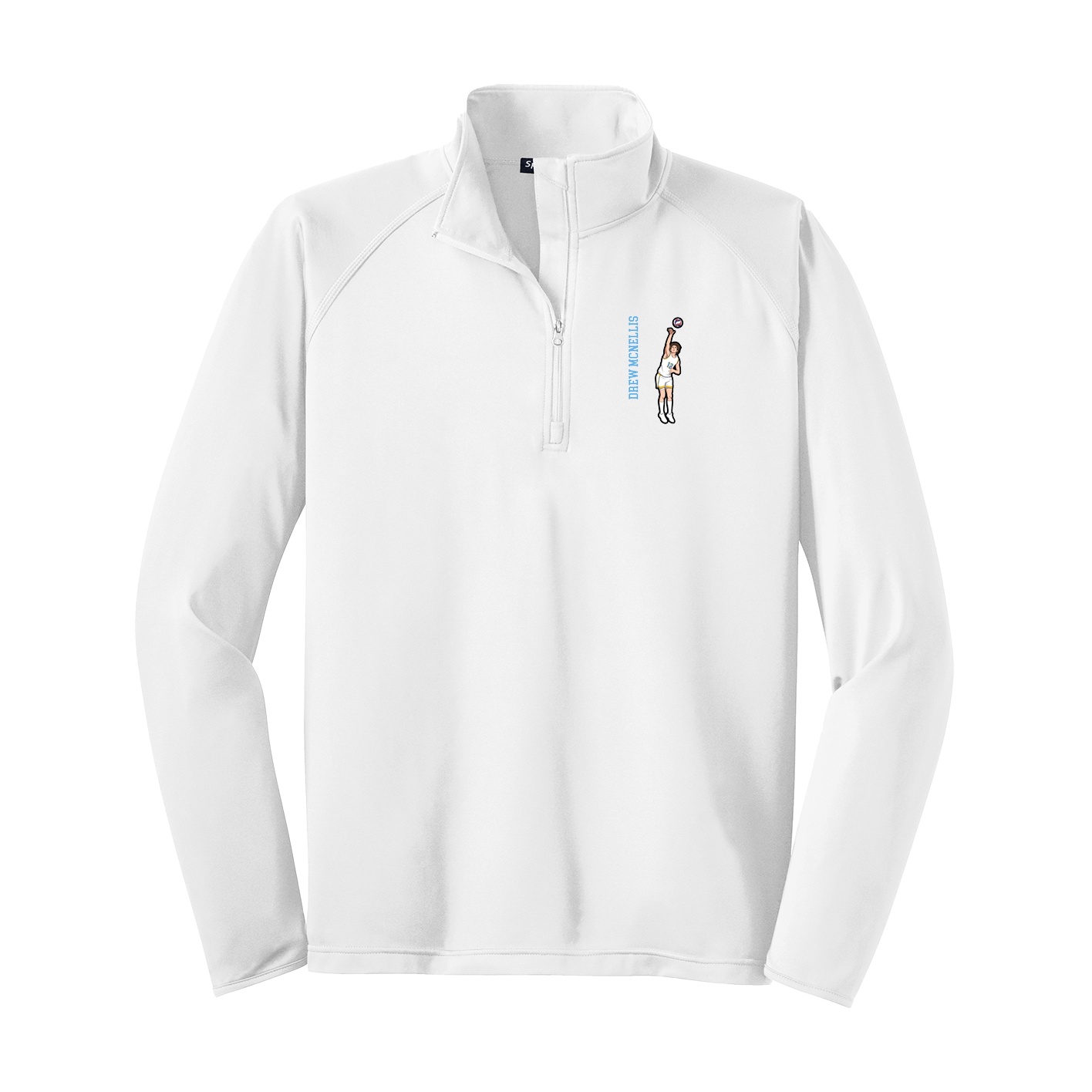 Q-Zip Pullover — Name Vertical in White