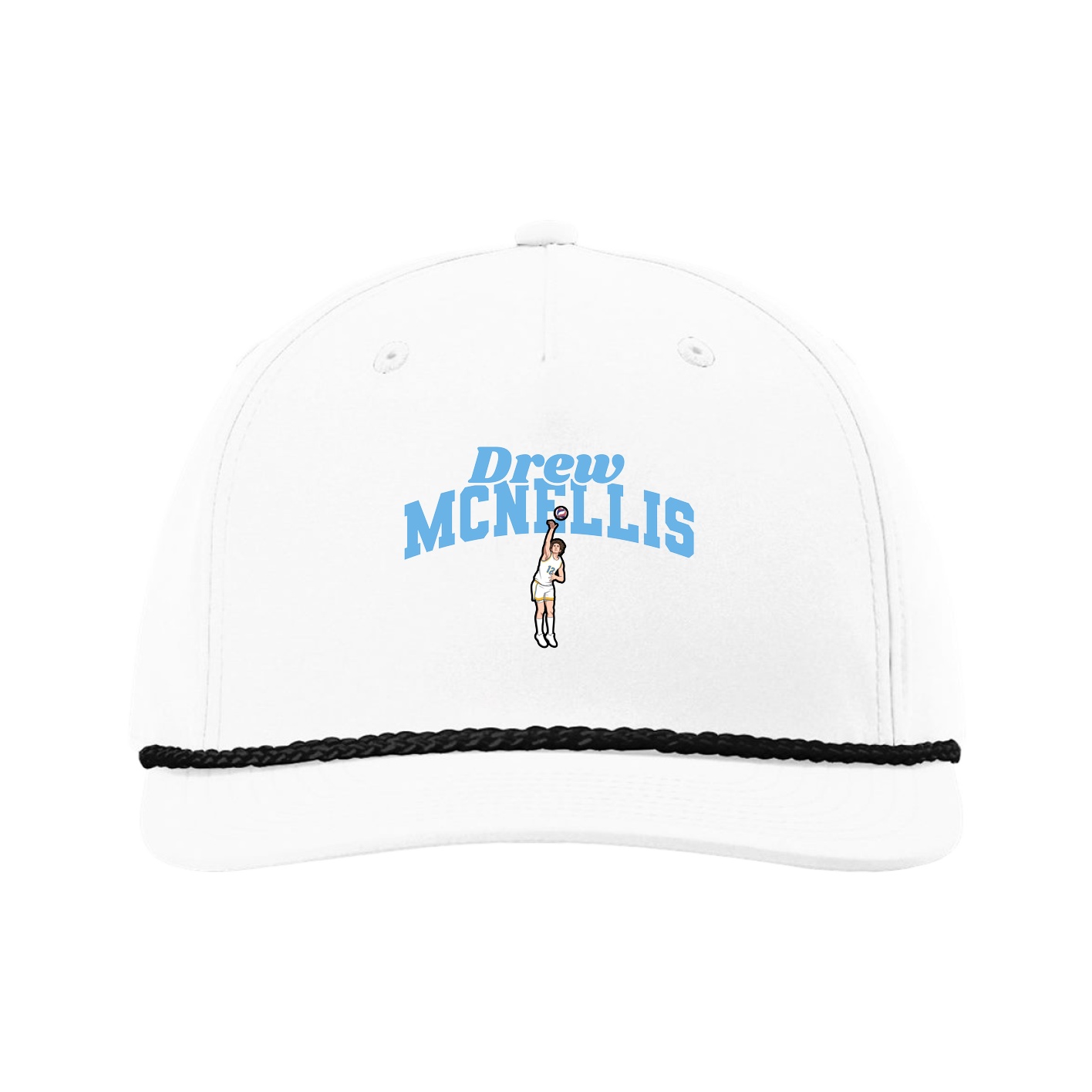 Five-Panel Classic Rope Cap — Signature Arch in White