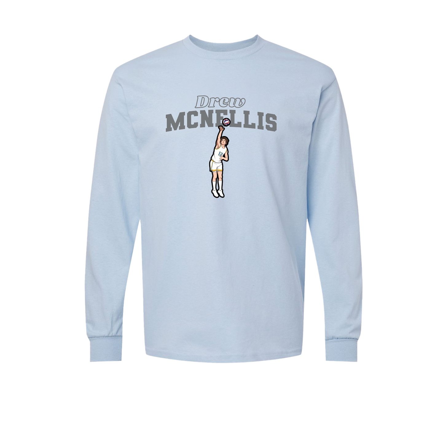 Long Sleeve Tee — Name Arch in Light Blue