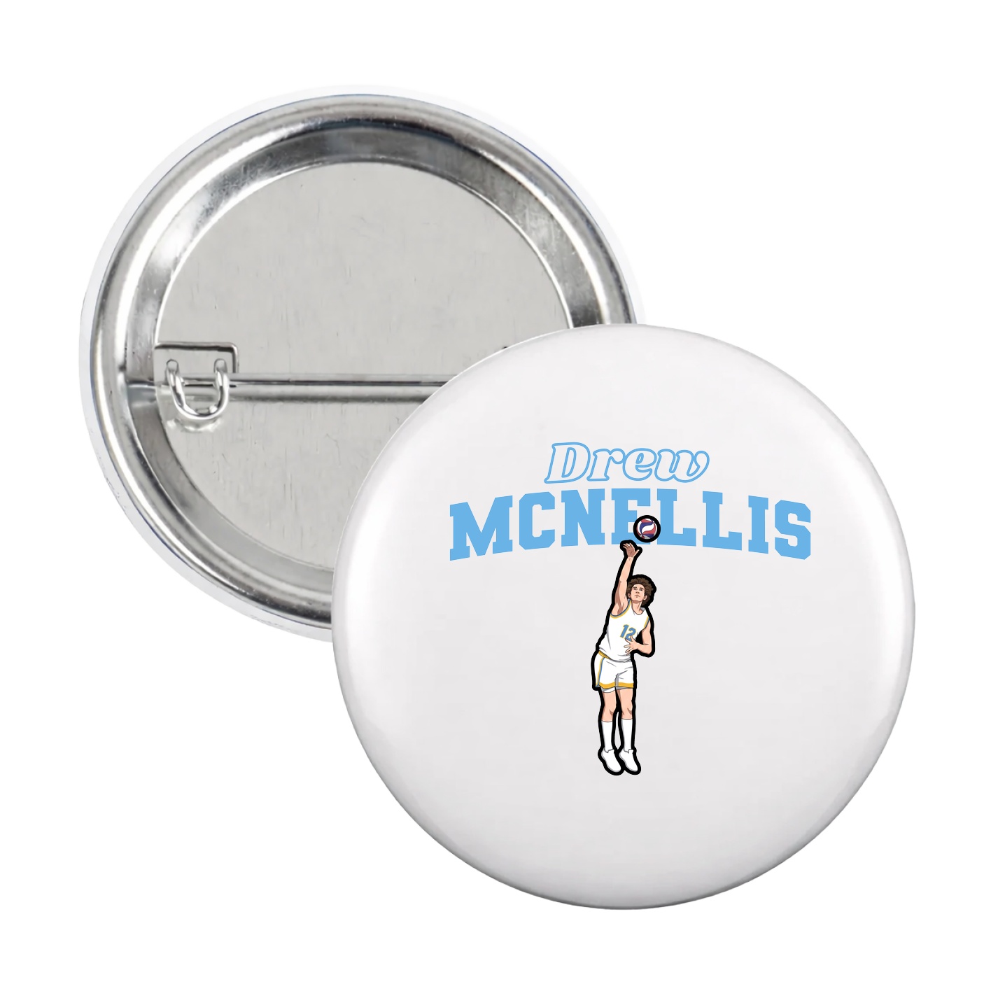 Game Day Button — Name Arch in White
