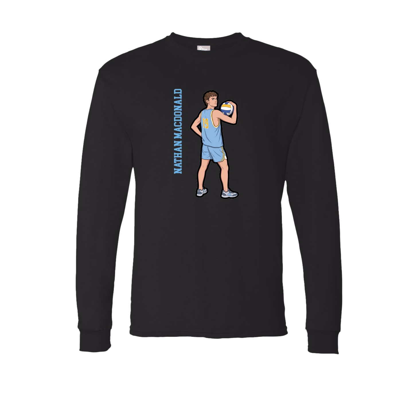 Long Sleeve Tee — Name Vertical in Black